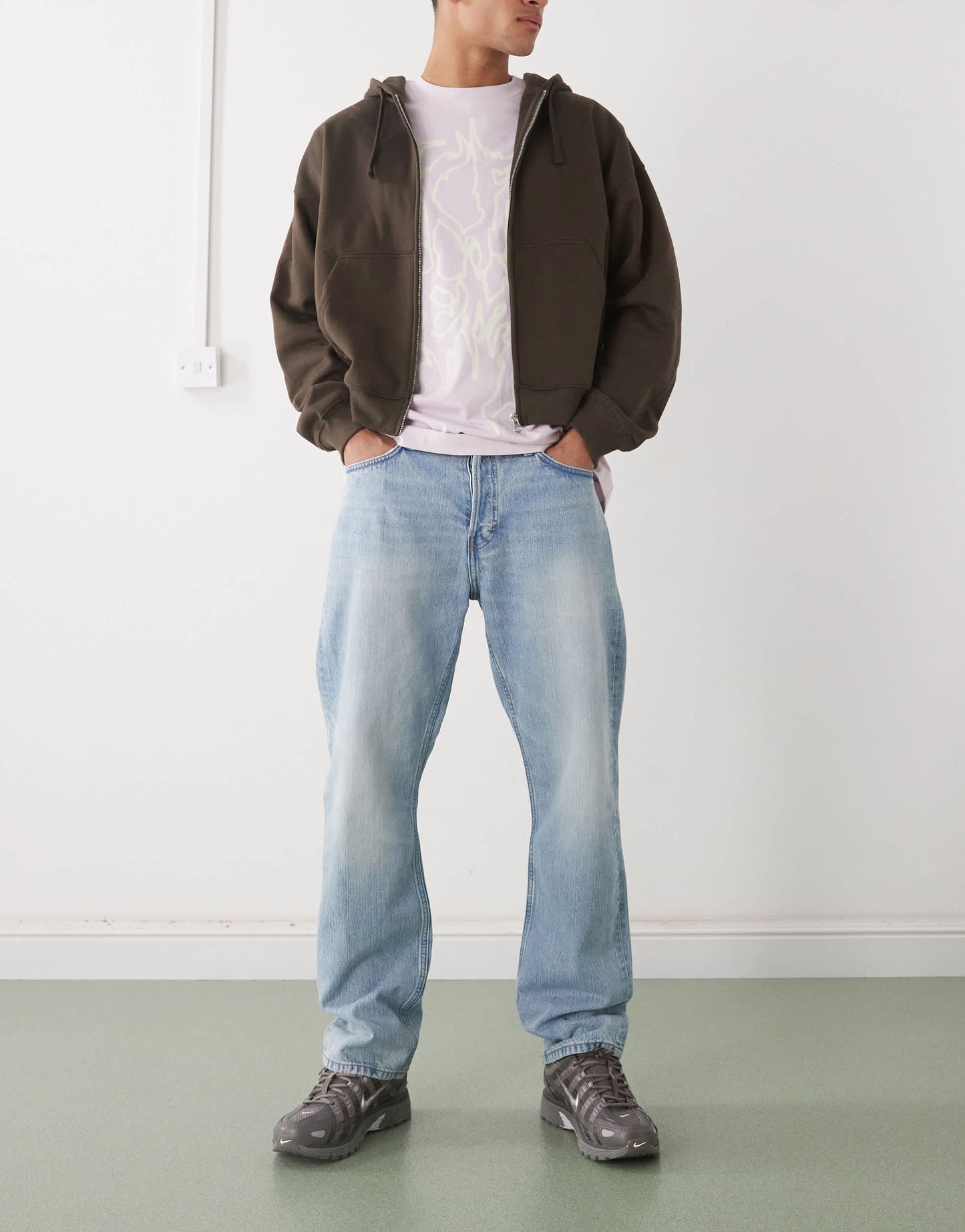 Weekday Space relaxed fit straight leg jeans in light blue