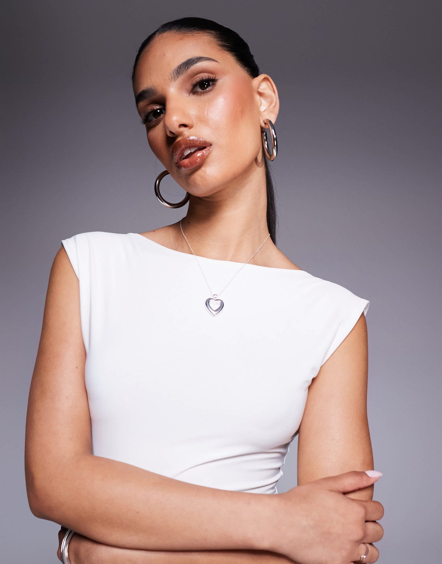 Missyempire double layered slinky open back bodycon mini dress in off white