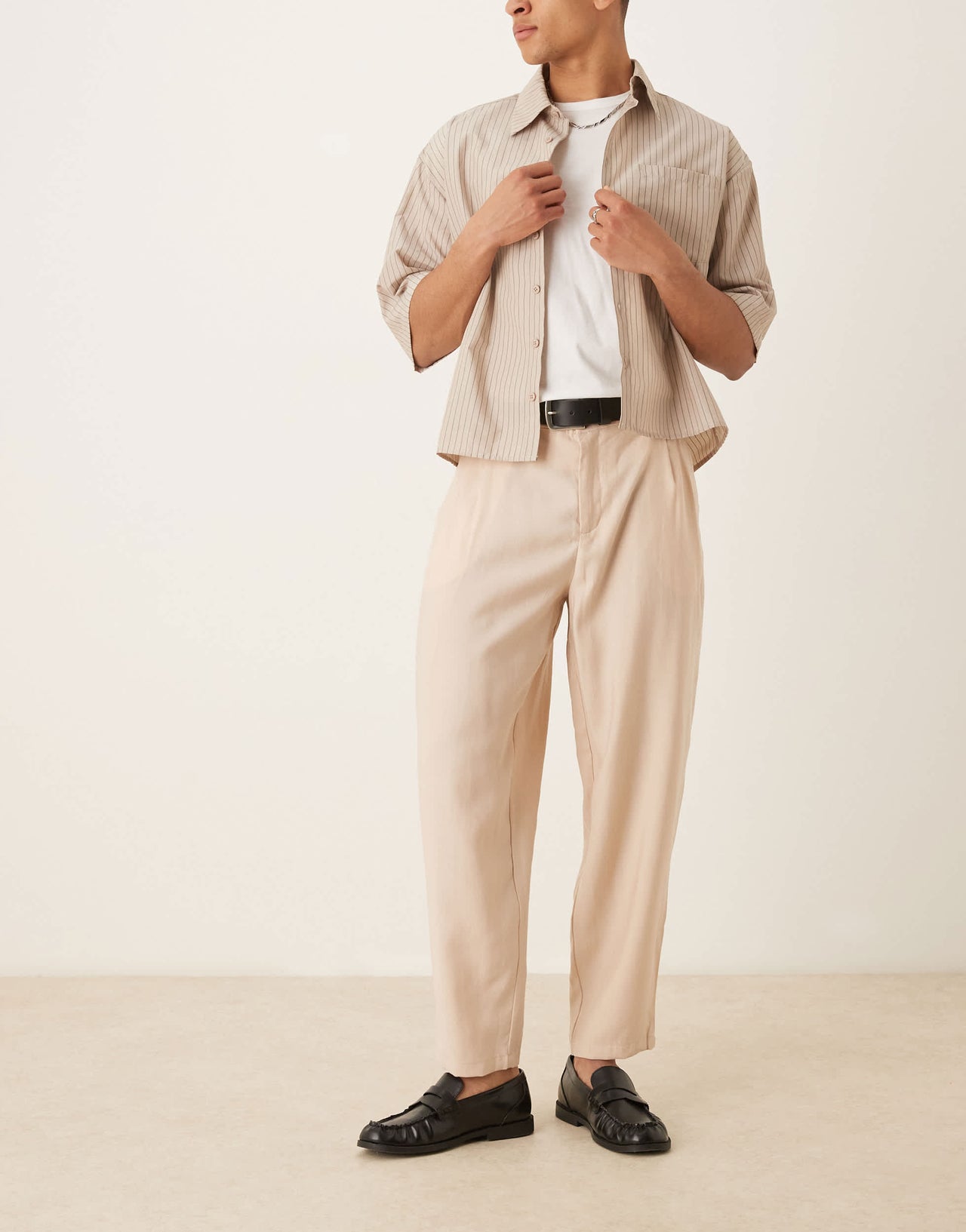 ASOS DESIGN oversized tapered smart trousers in beige
