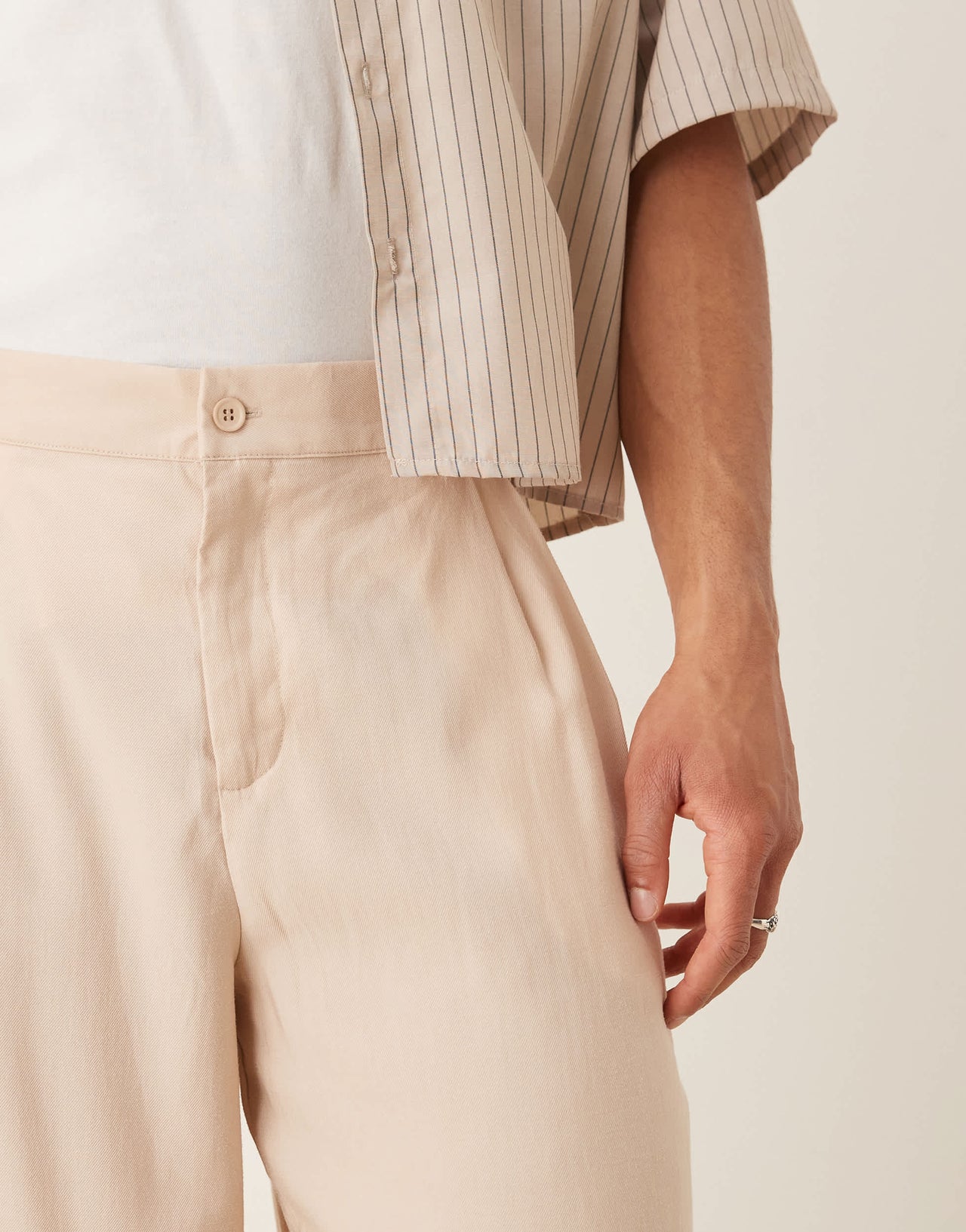 ASOS DESIGN oversized tapered smart trousers in beige