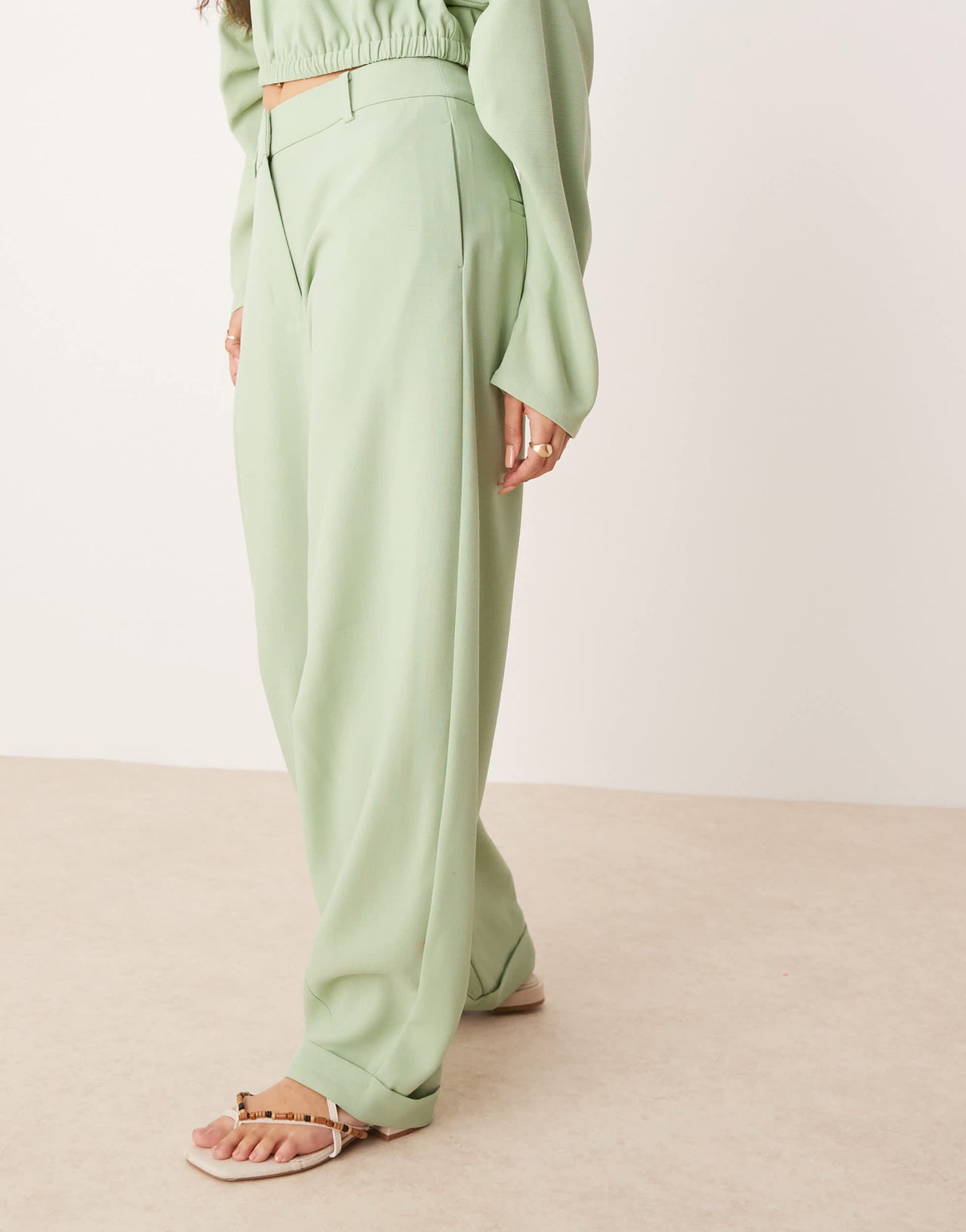 ASOS DESIGN tailored extreme barrel trousers co-ord in green