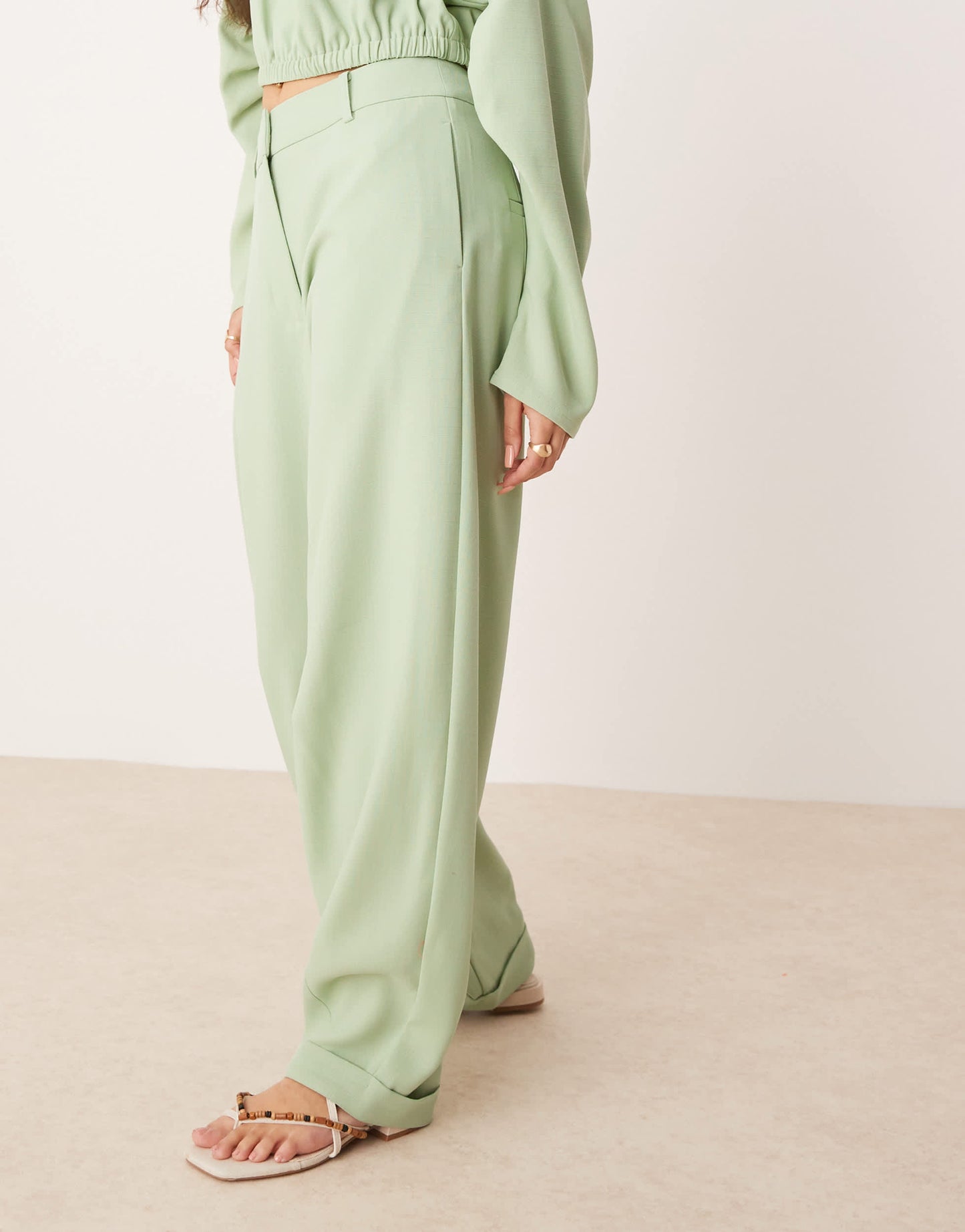 ASOS DESIGN tailored extreme barrel trousers co-ord in green