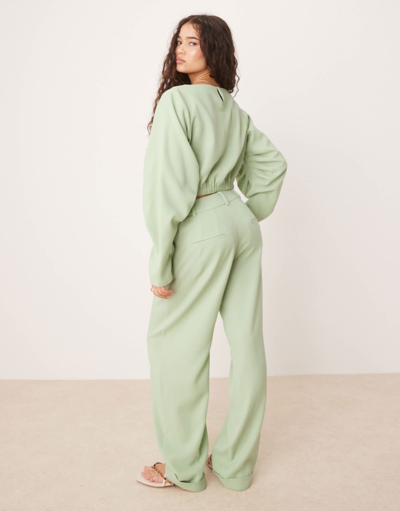 ASOS DESIGN tailored extreme barrel trousers co-ord in green
