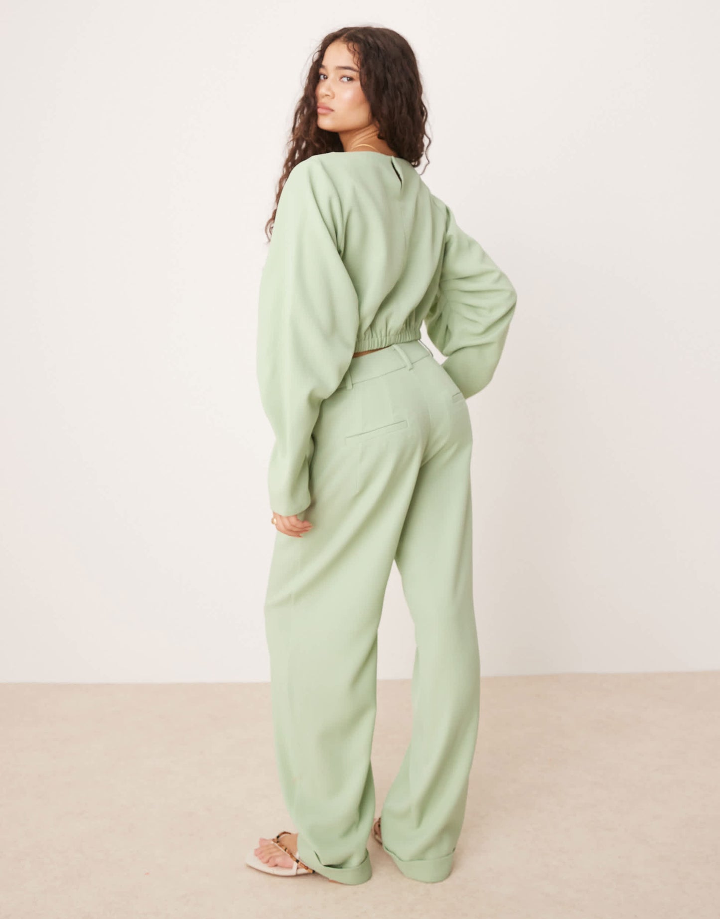 ASOS DESIGN tailored extreme barrel trousers co-ord in green