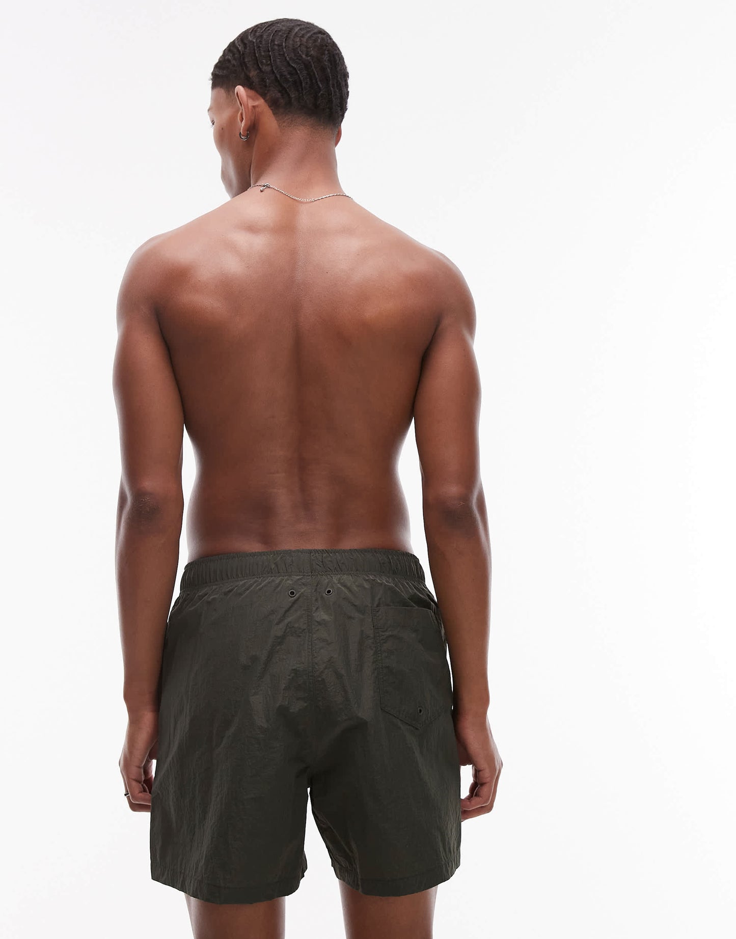 ARKET ribstop swim short in dark green check