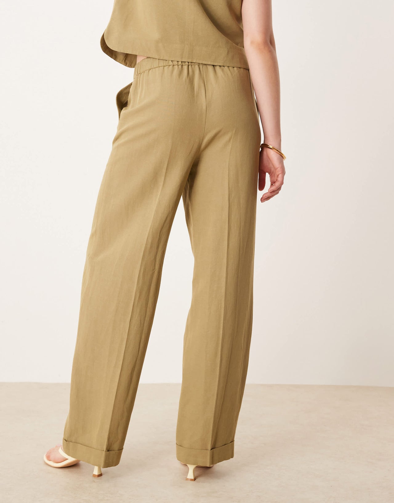 ASOS DESIGN tailored straight leg trousers co-ord in khaki