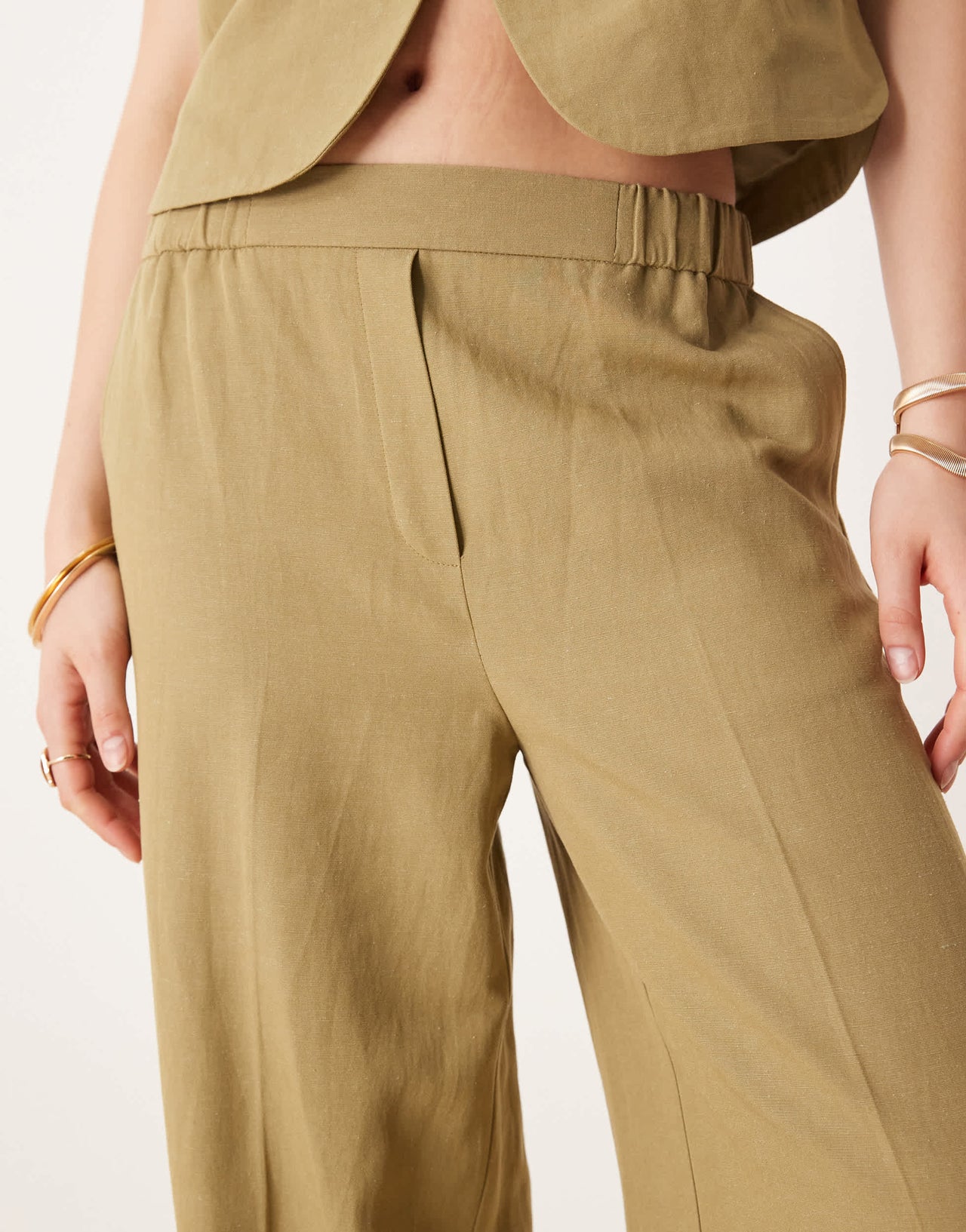 ASOS DESIGN tailored straight leg trousers co-ord in khaki