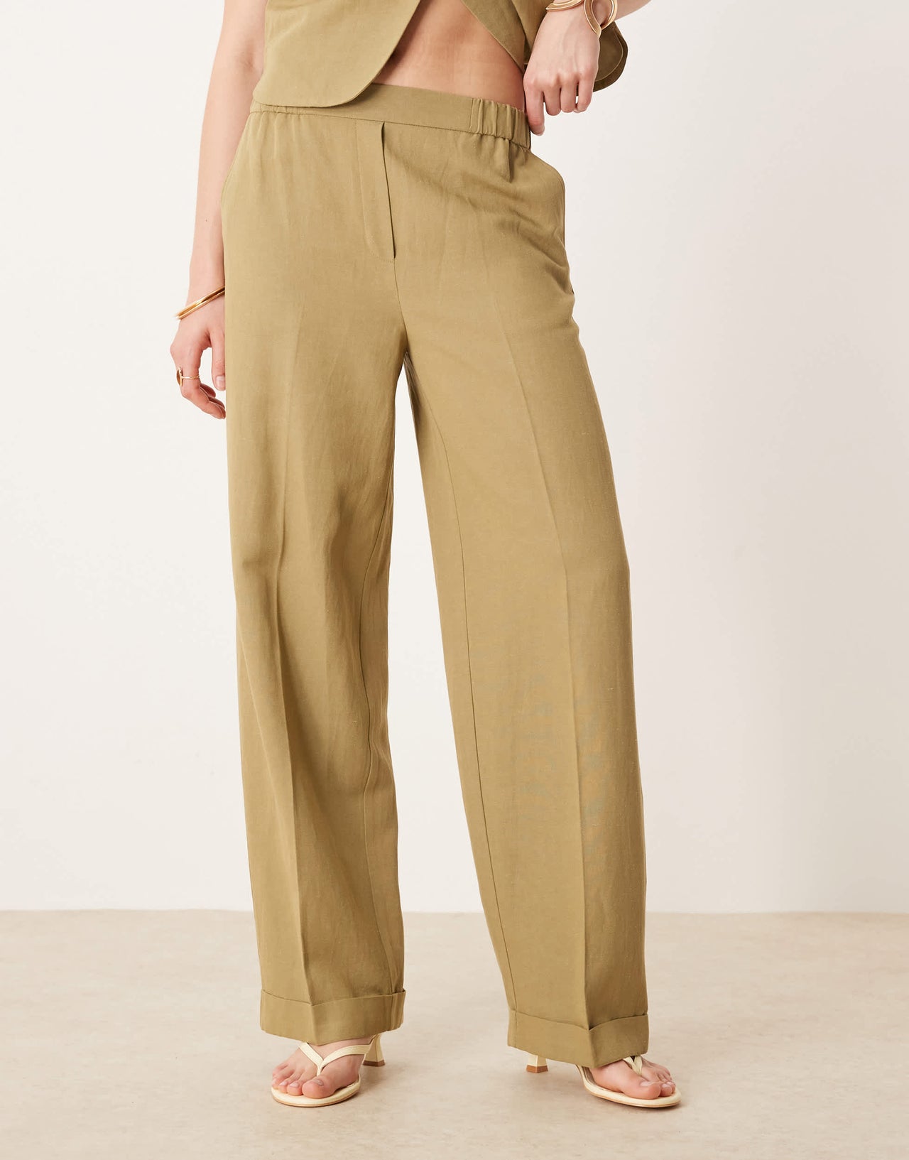 ASOS DESIGN tailored straight leg trousers co-ord in khaki