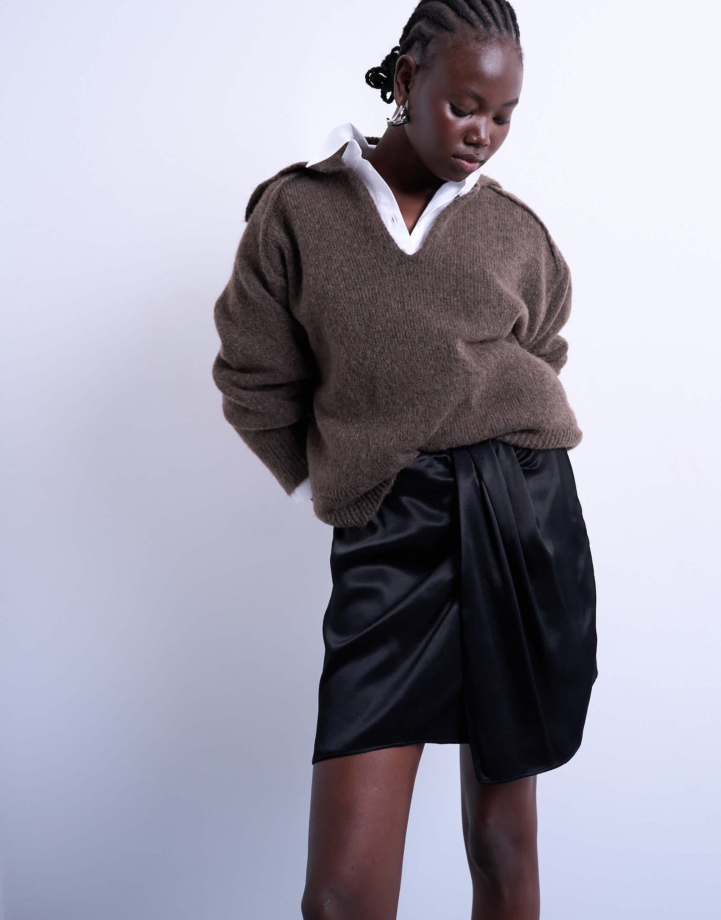 Topshop sarong mini skirt in black