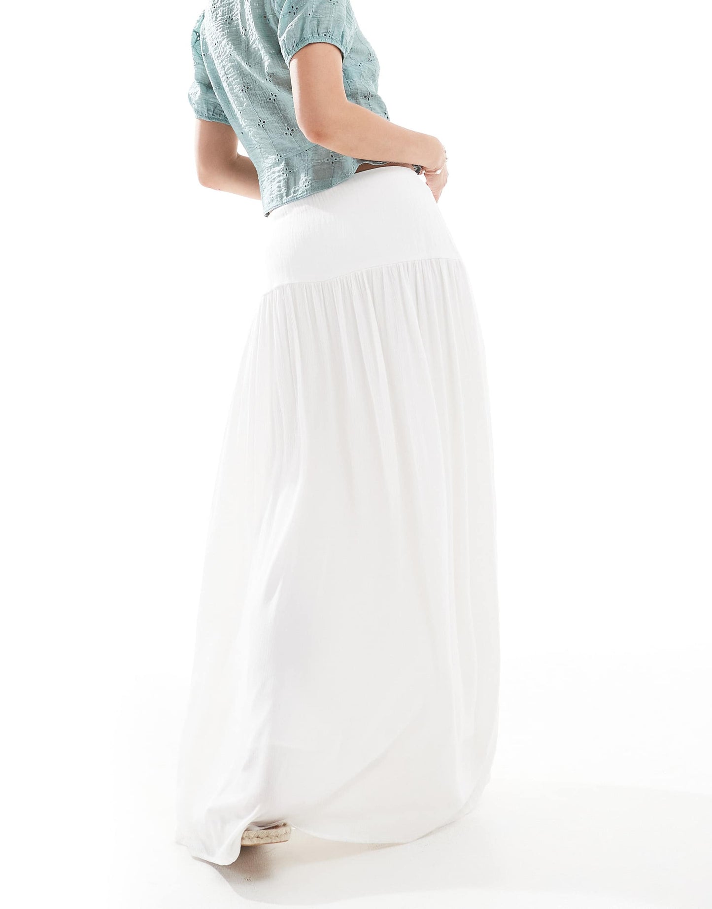 Stradivarius maxi skirt in white