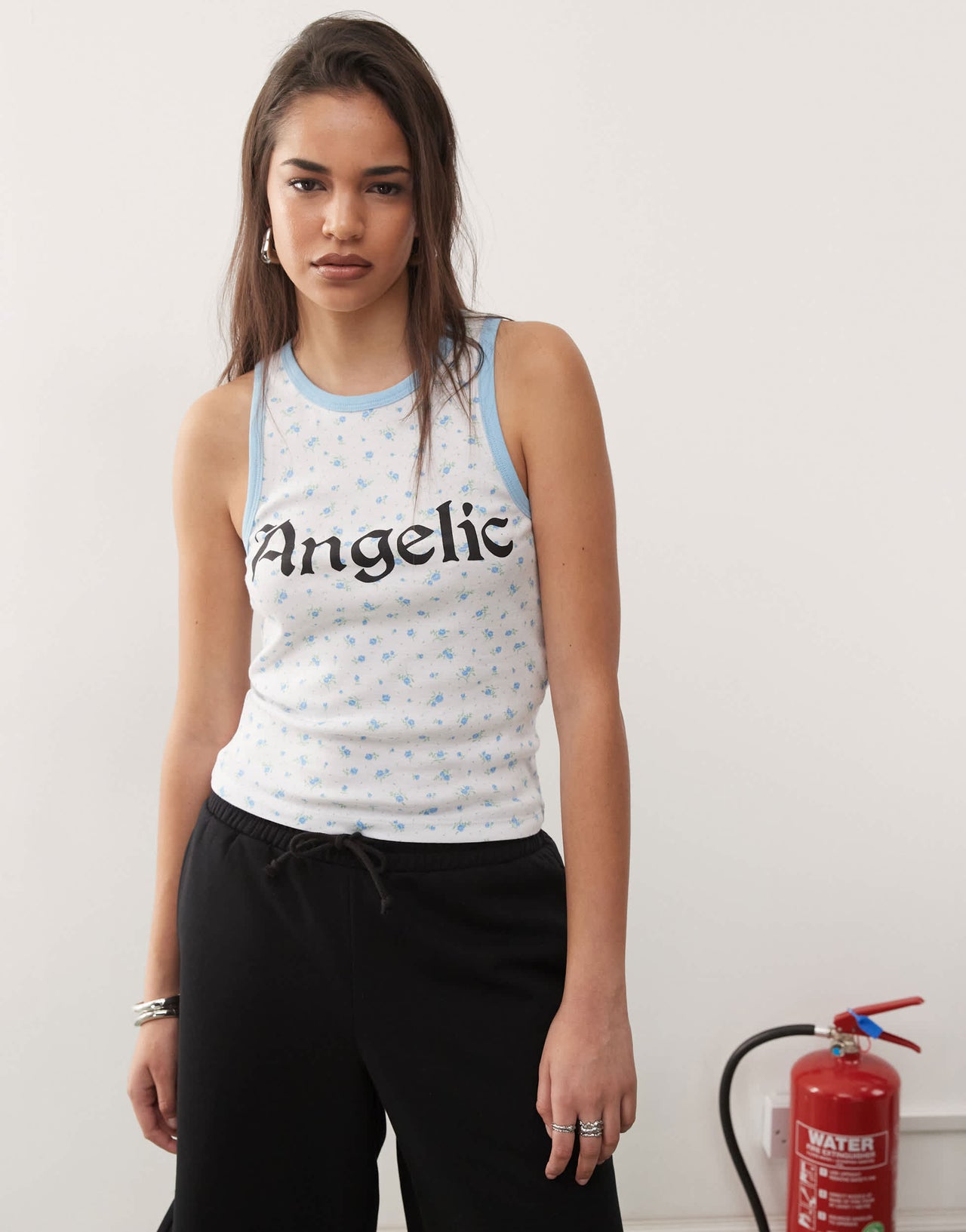 COLLUSION angelic ditsy tank in white