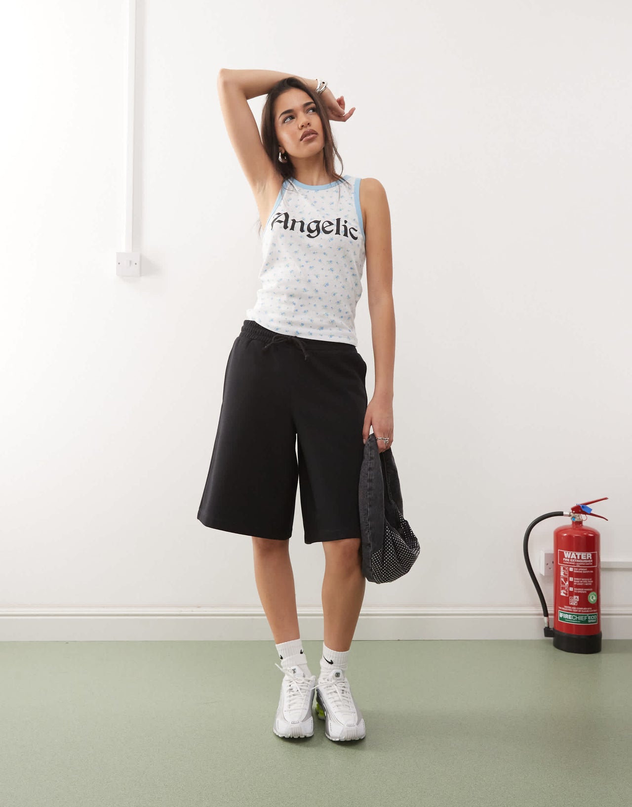 COLLUSION angelic ditsy tank in white