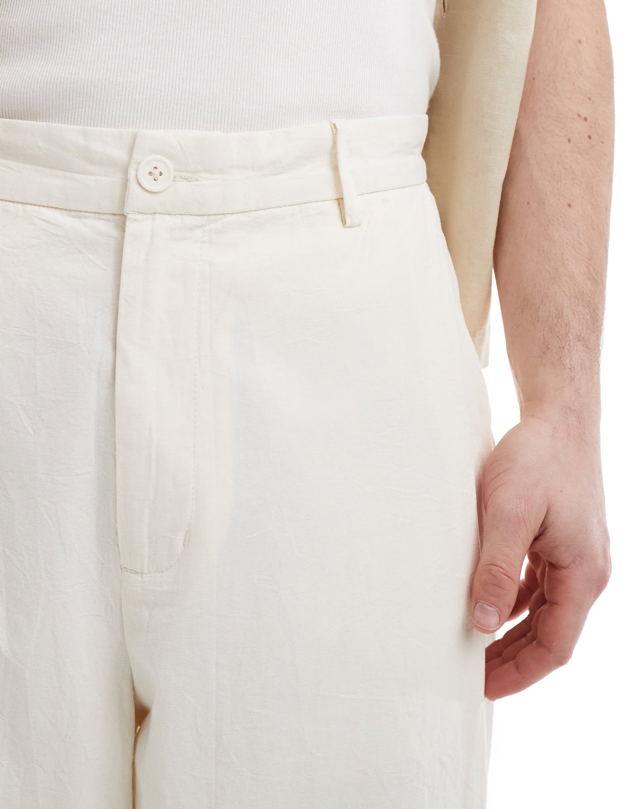 Pull&Bear crinkle textured trousers in ecru