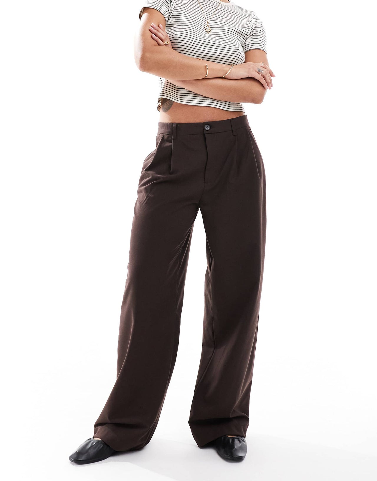 Bershka Tailored Trouser in brown