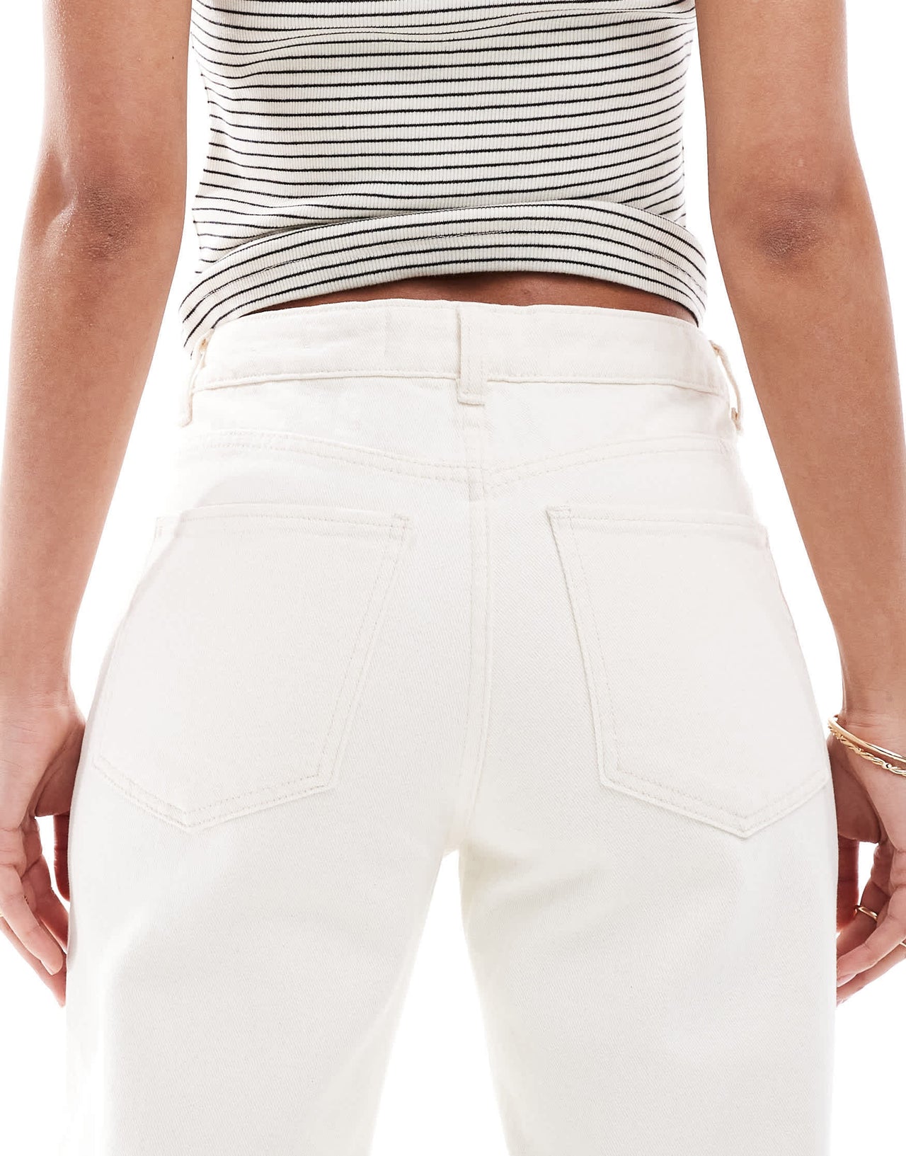 Bershka straight wide leg jeans in white