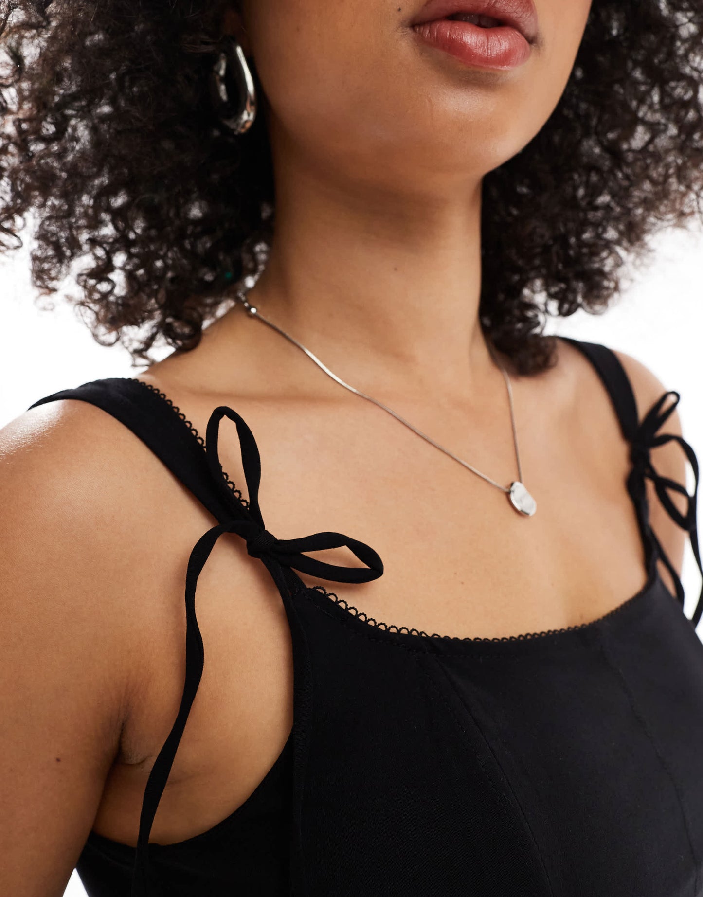 Bershka bow detail corset top in black