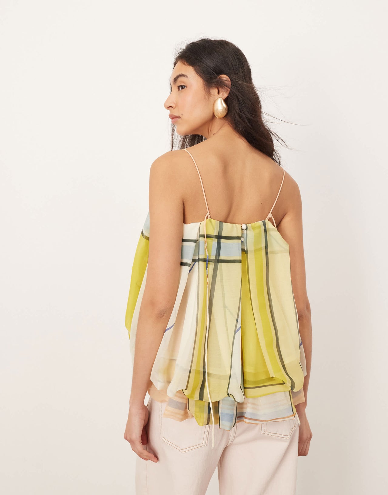 ARRANGE strappy puff volume top in check print