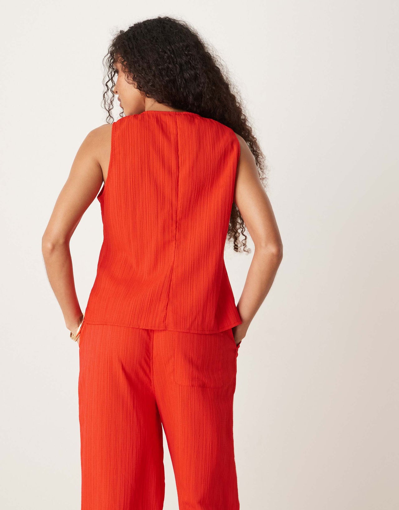 ASOS DESIGN crinkle top co-ord in rust