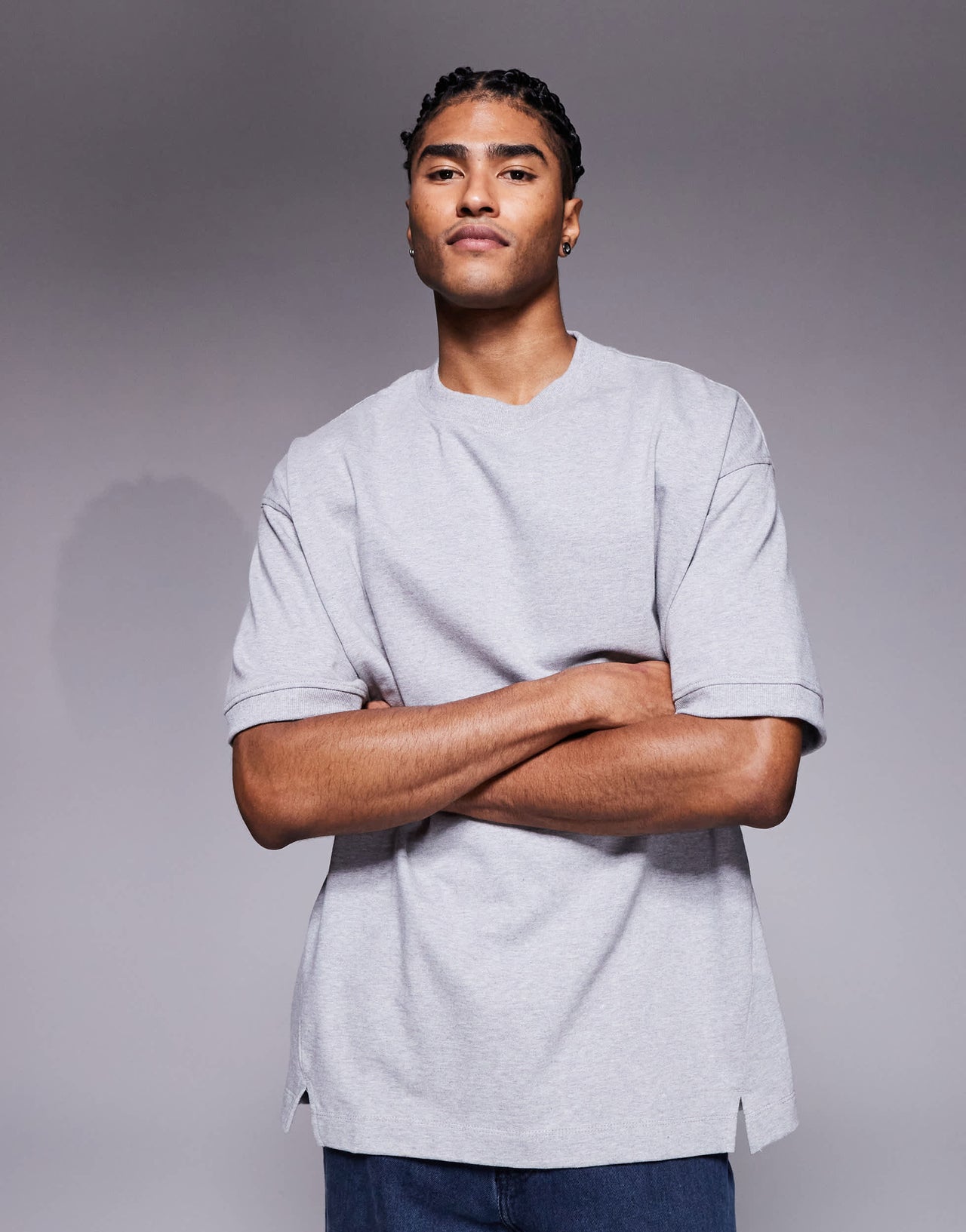 ASOS DESIGN super heavyweight oversized t-shirt in grey marl