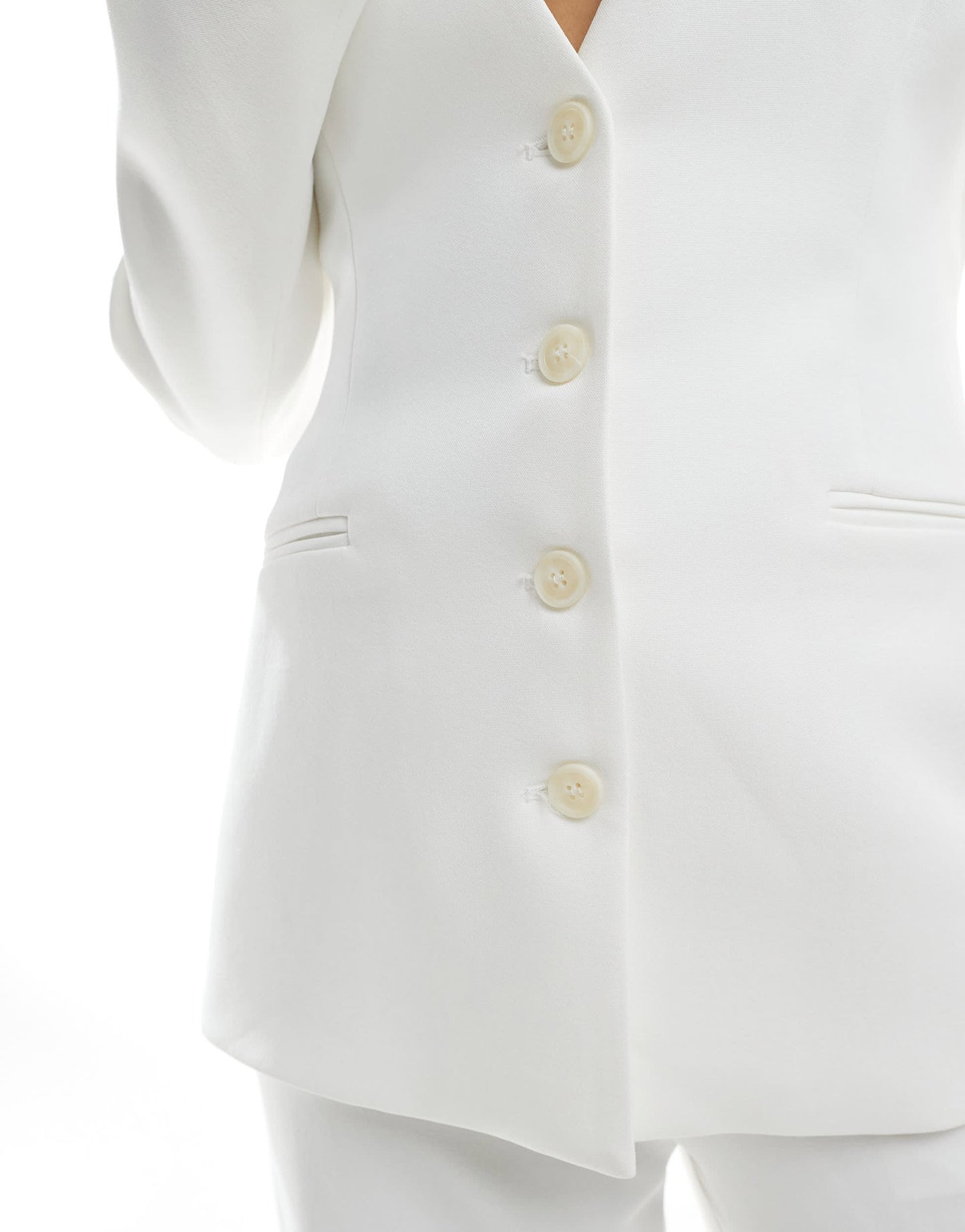 Six Stories Bridal collarless tailored blazer co-ord in ivory