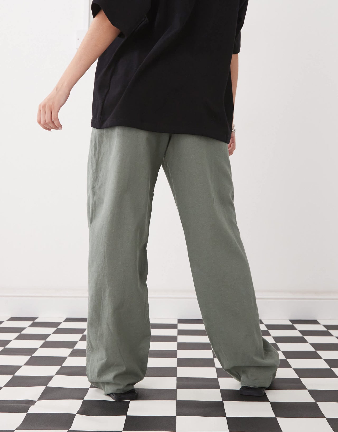 Monki linen trousers in khaki