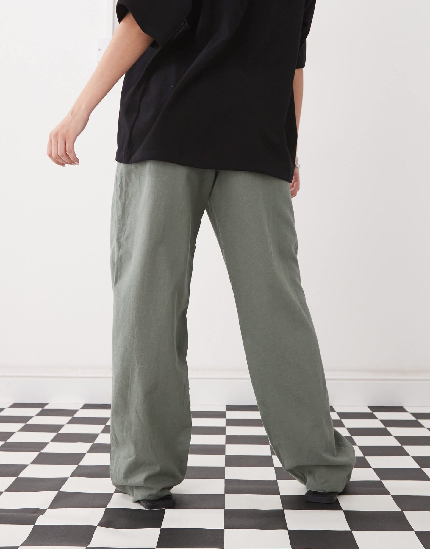 Monki linen trousers in khaki