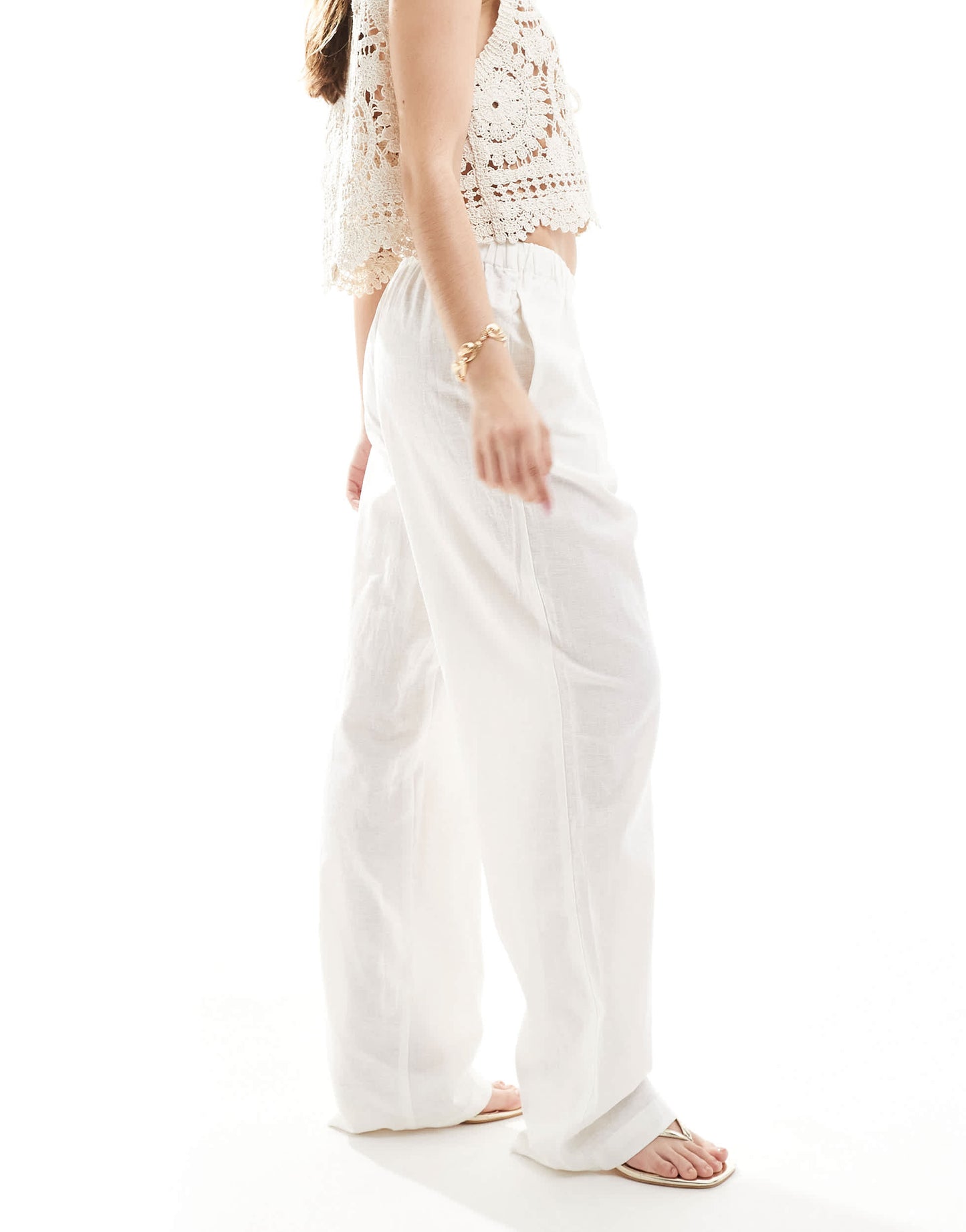 Monki linen trousers in white