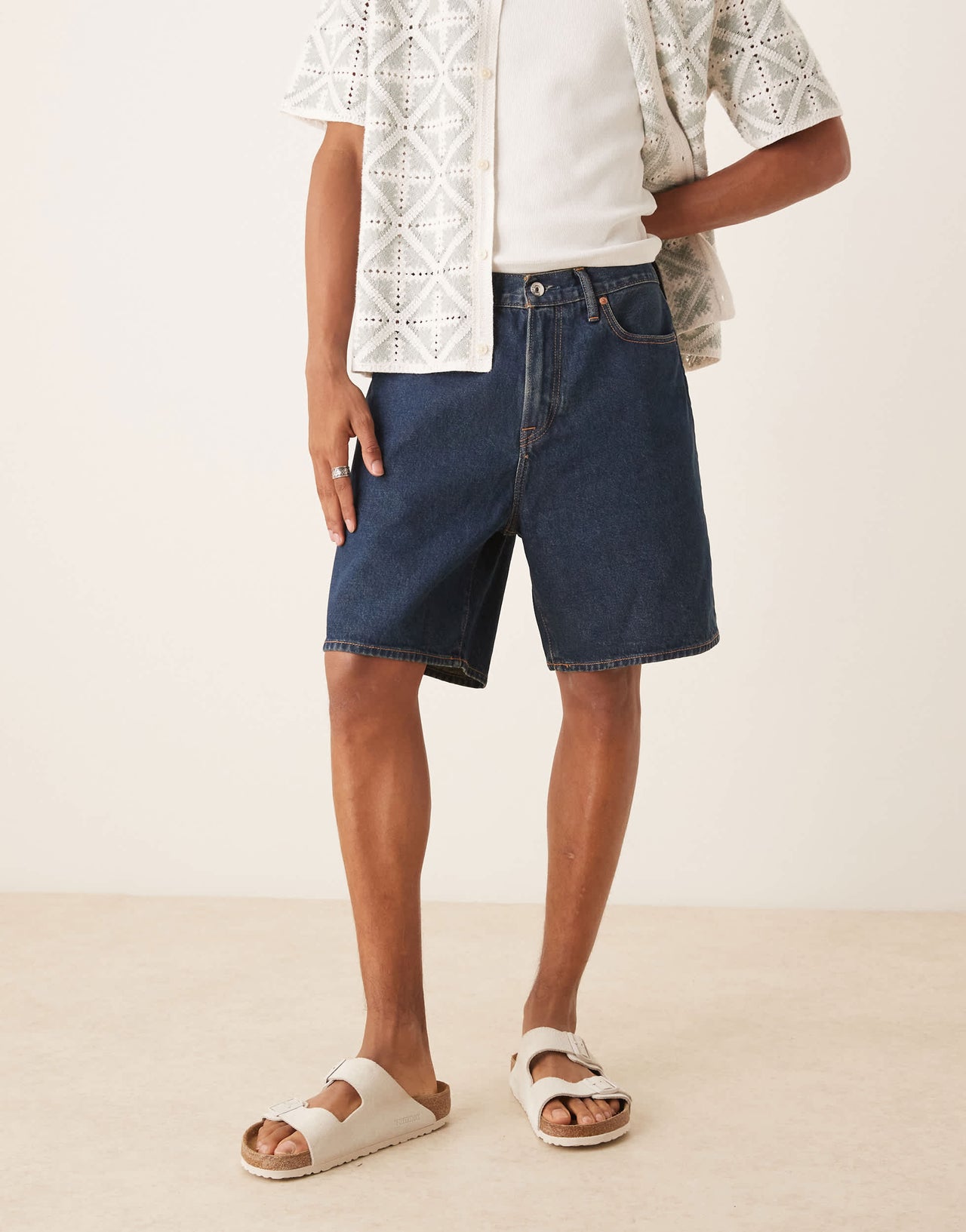 Abercrombie & Fitch loose denim shorts in indigo