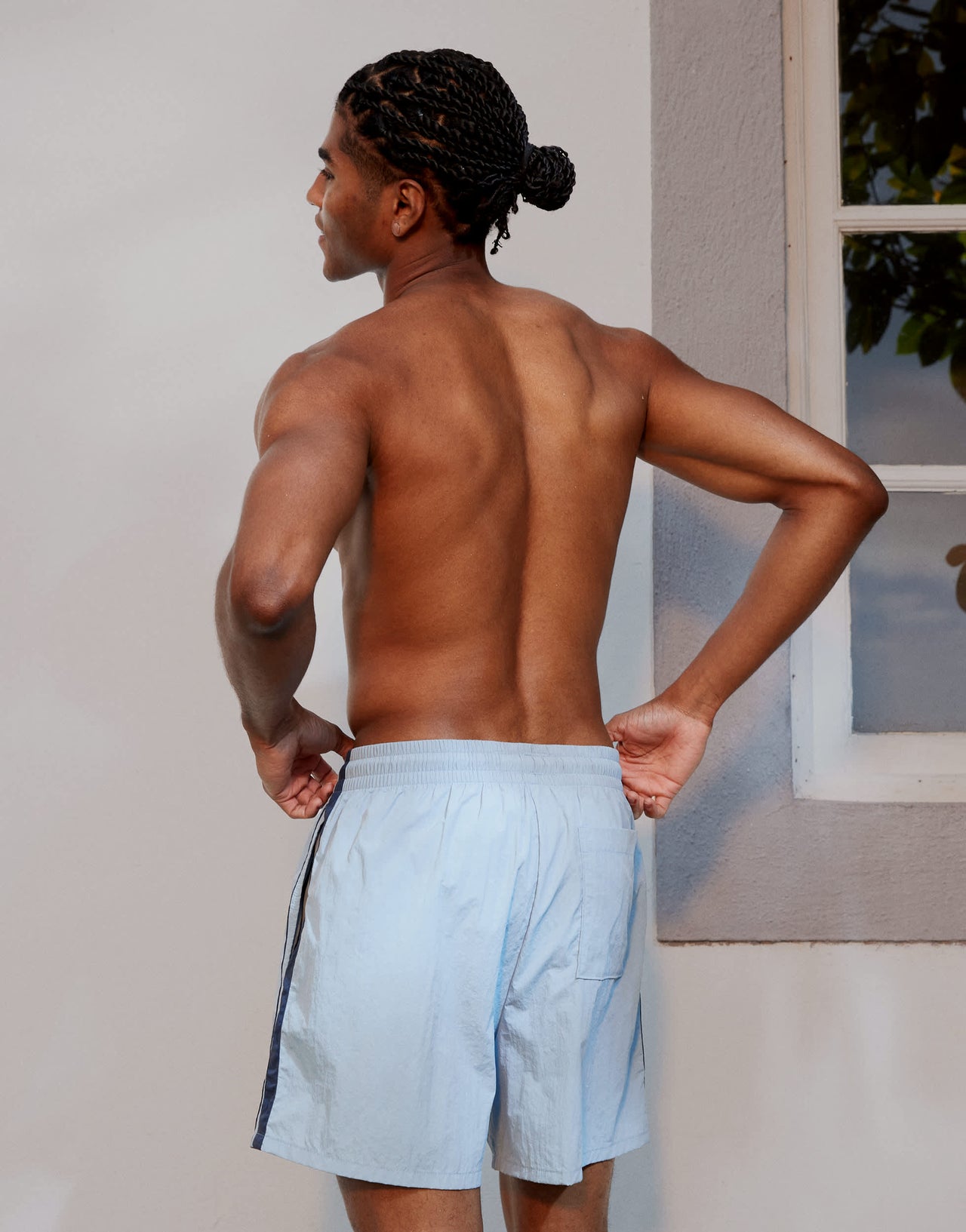 Abercrombie & Fitch relaxed short with contrast side stripe in navy