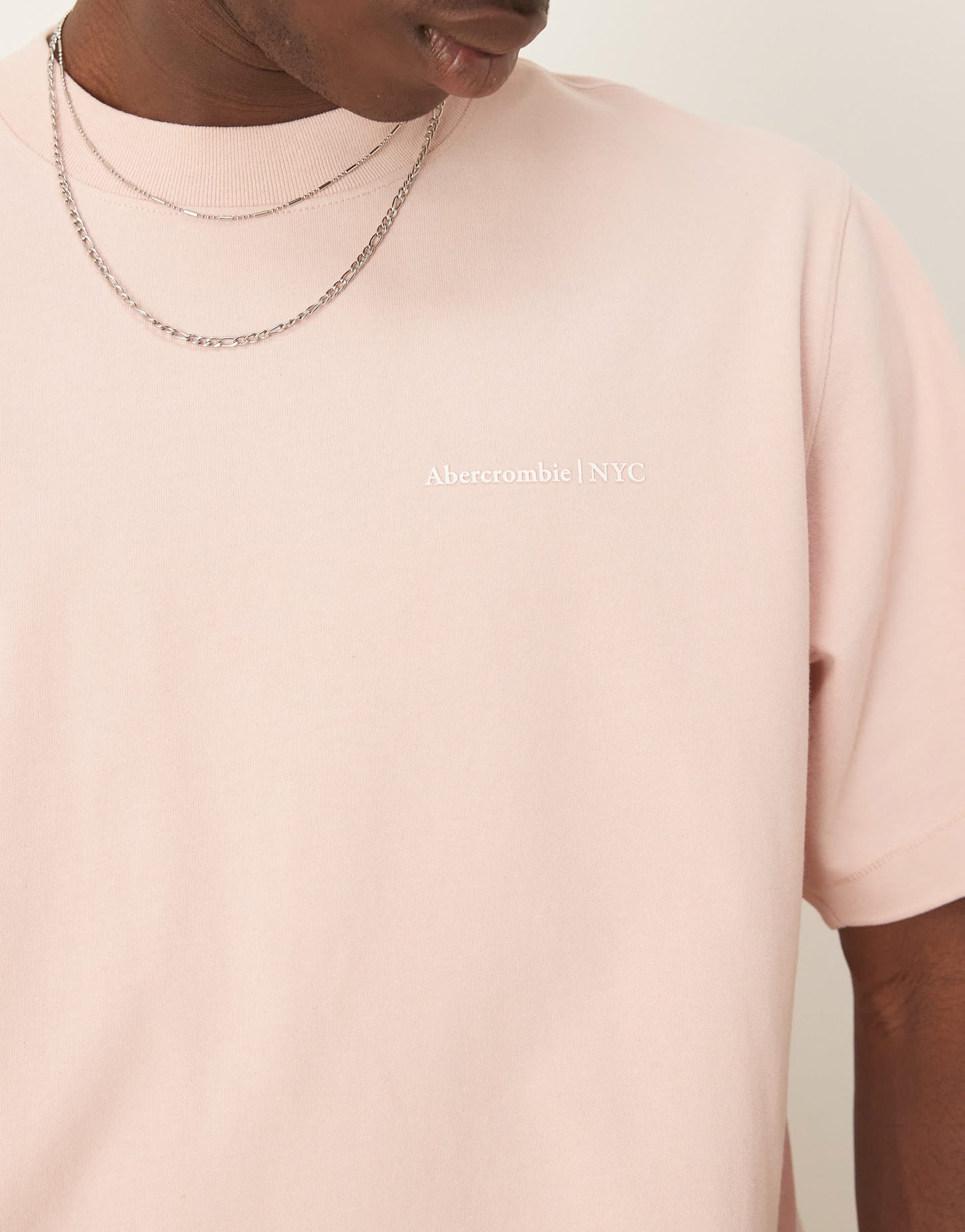 Abercrombie & Fitch premium logo t-shirt in pink
