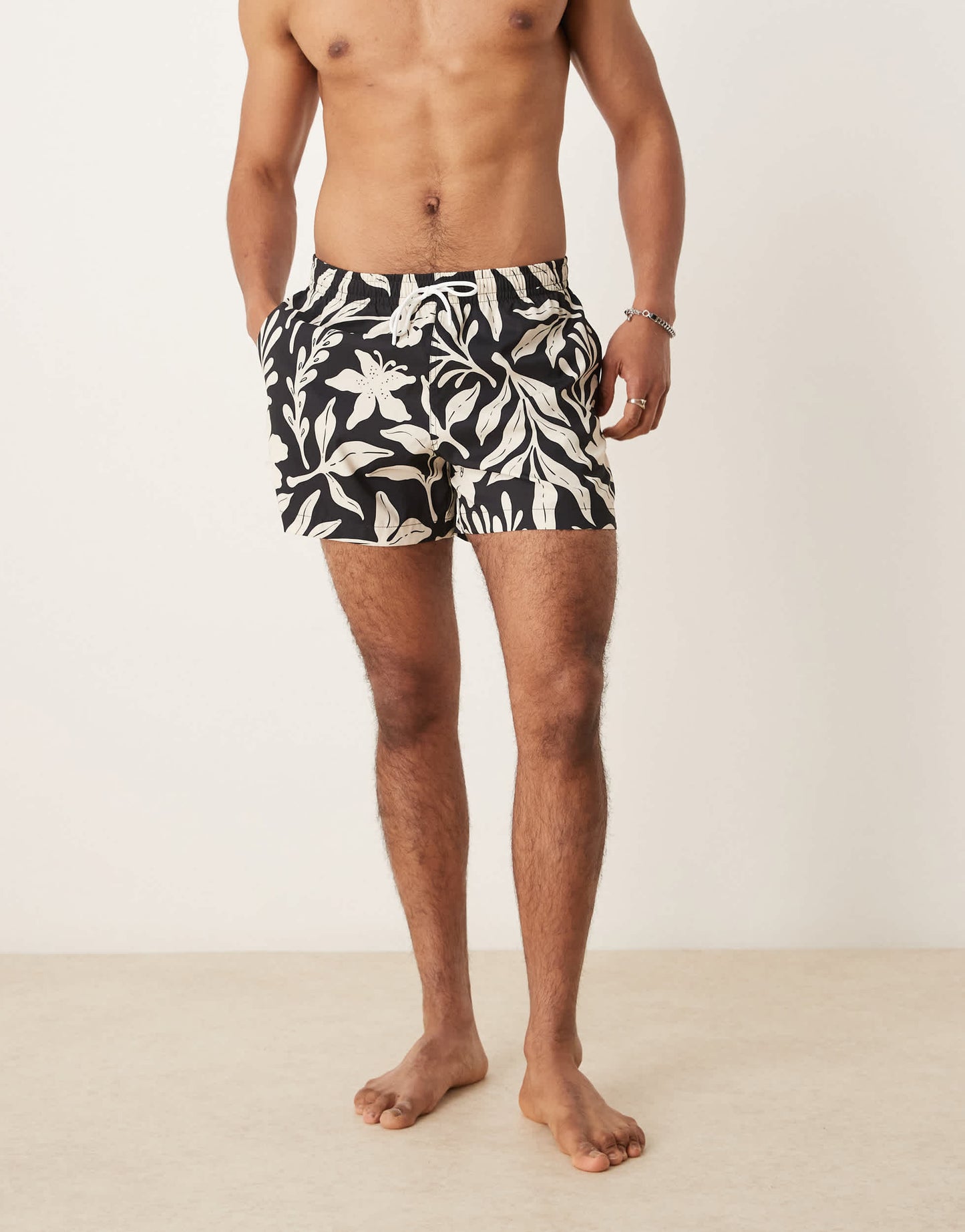 Abercrombie & Fitch swimwear 5"""" short in mono leaf print