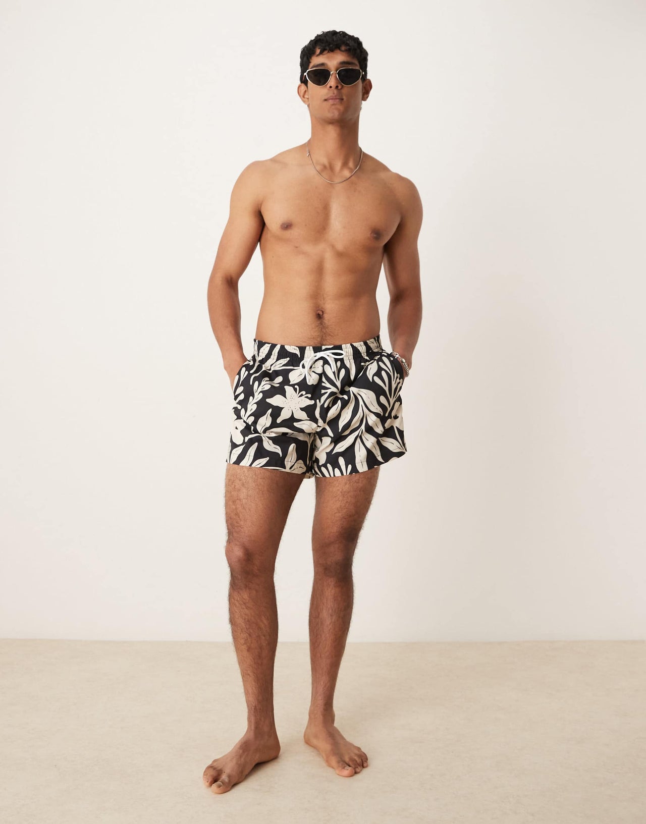 Abercrombie & Fitch swimwear 5"""" short in mono leaf print
