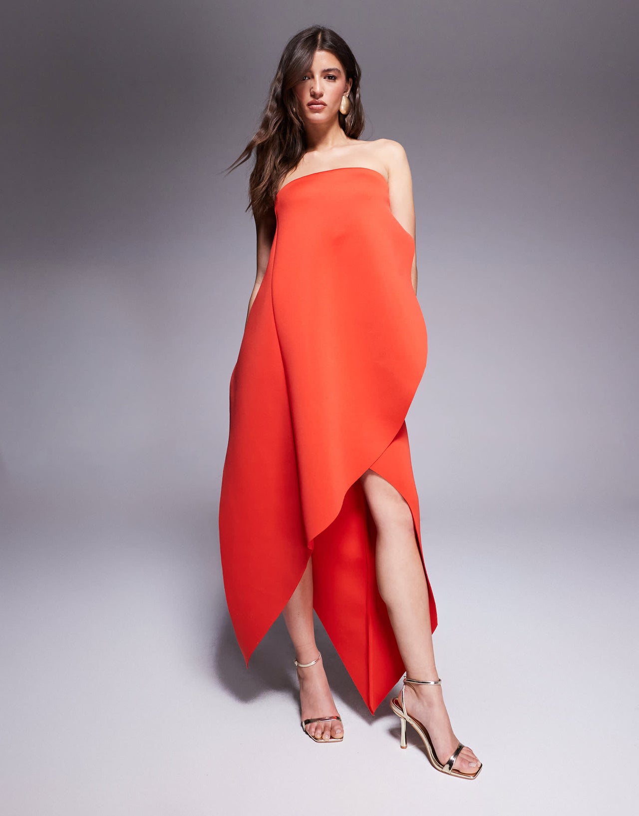 ASOS DESIGN minimal midi dress with wrap round body detailing in red