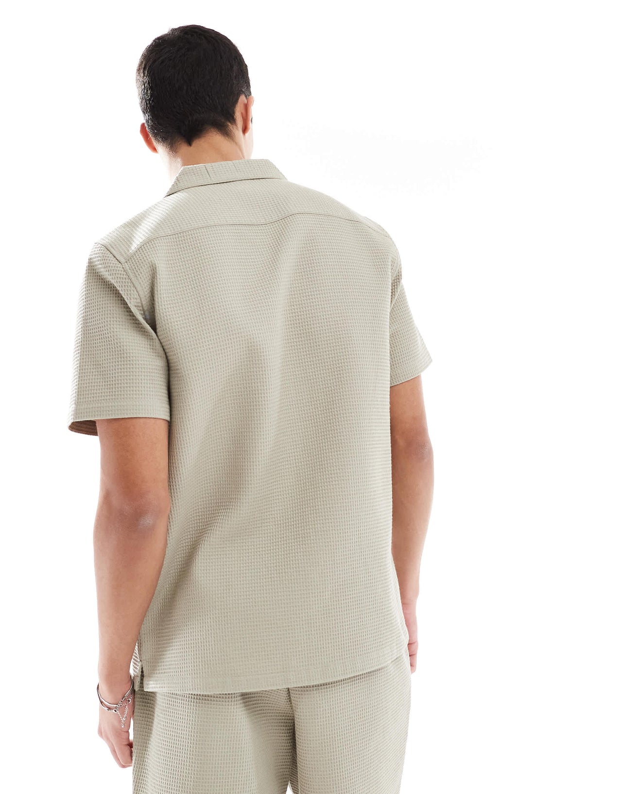 New Look waffle shirt co-ord in stone