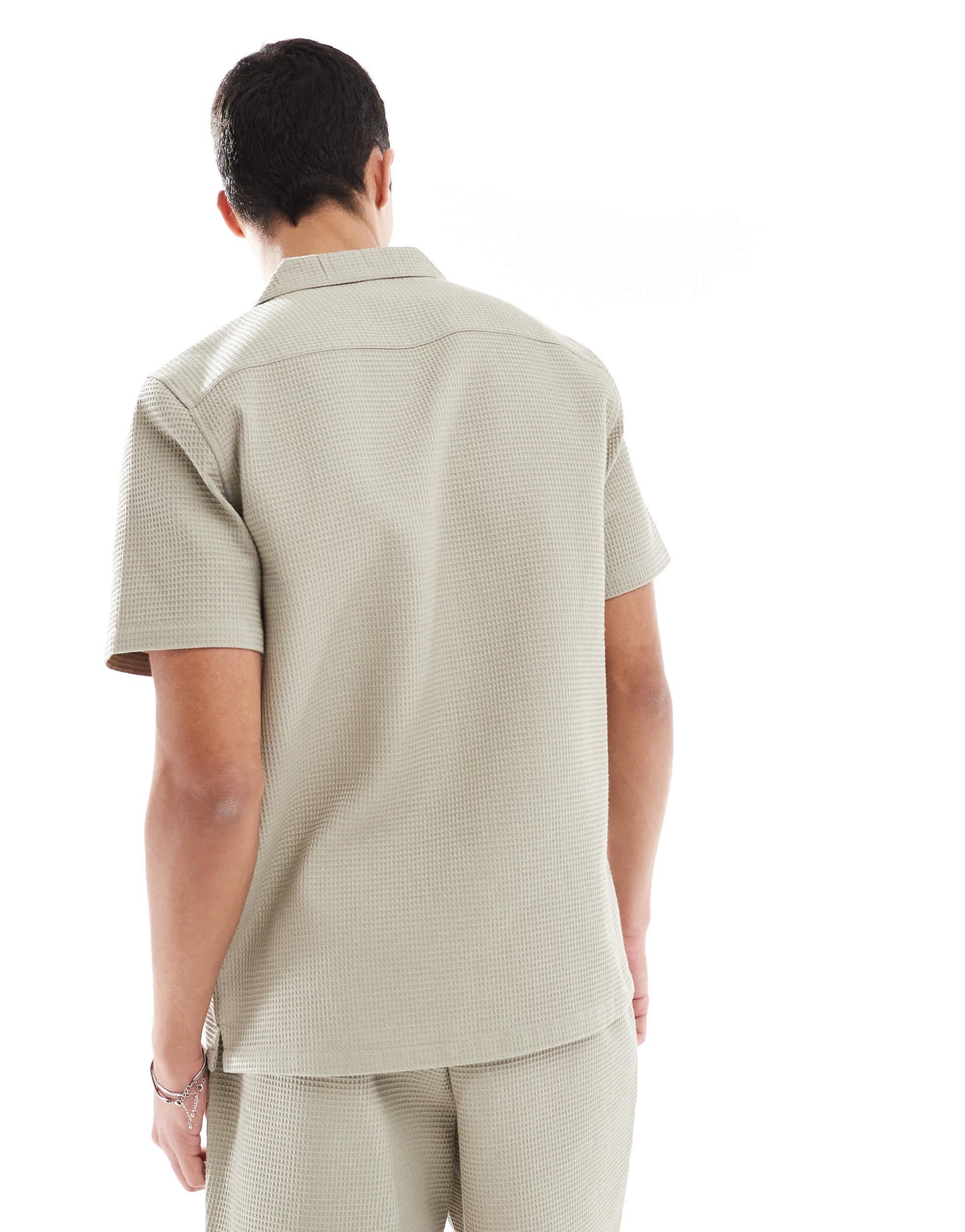New Look waffle shirt co-ord in stone