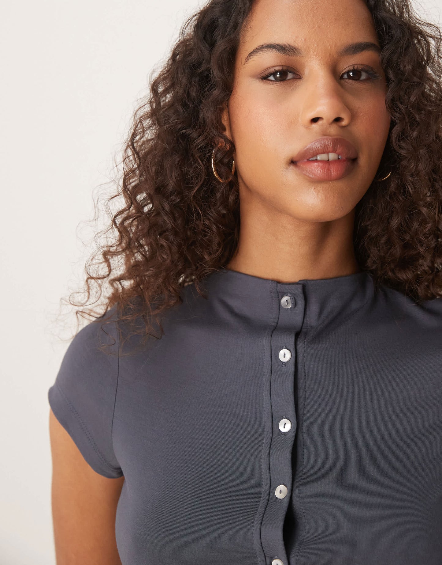ASOS DESIGN grown on neck cardigan in charcoal