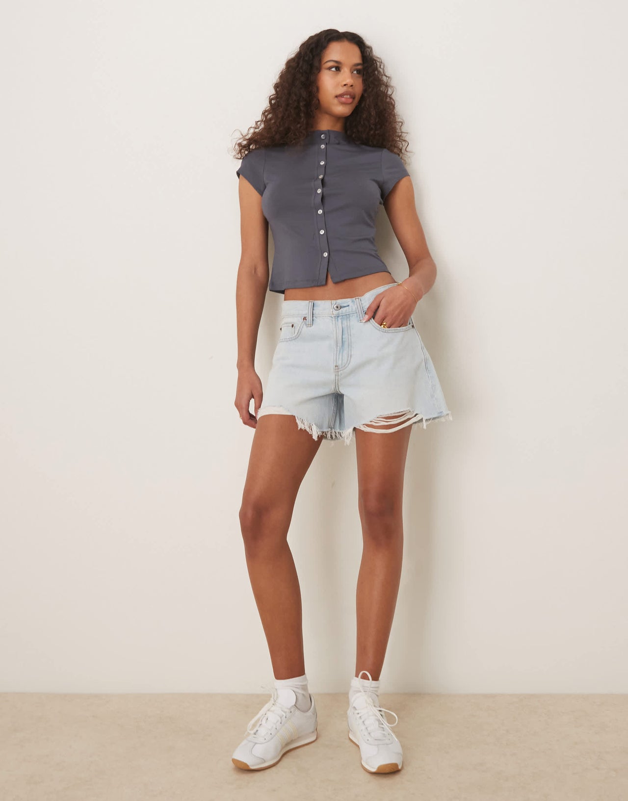 ASOS DESIGN grown on neck cardigan in charcoal