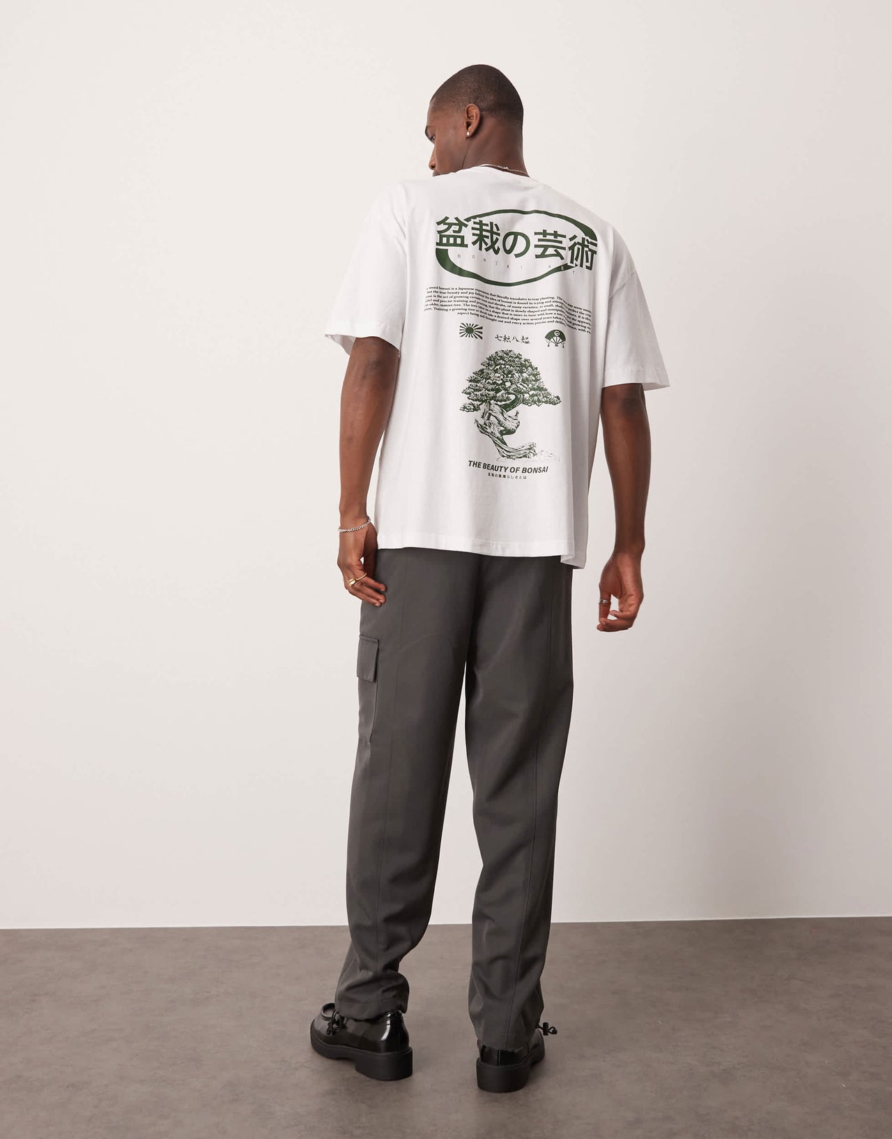 ASOS DESIGN oversized t-shirt with bonsai graphic in white