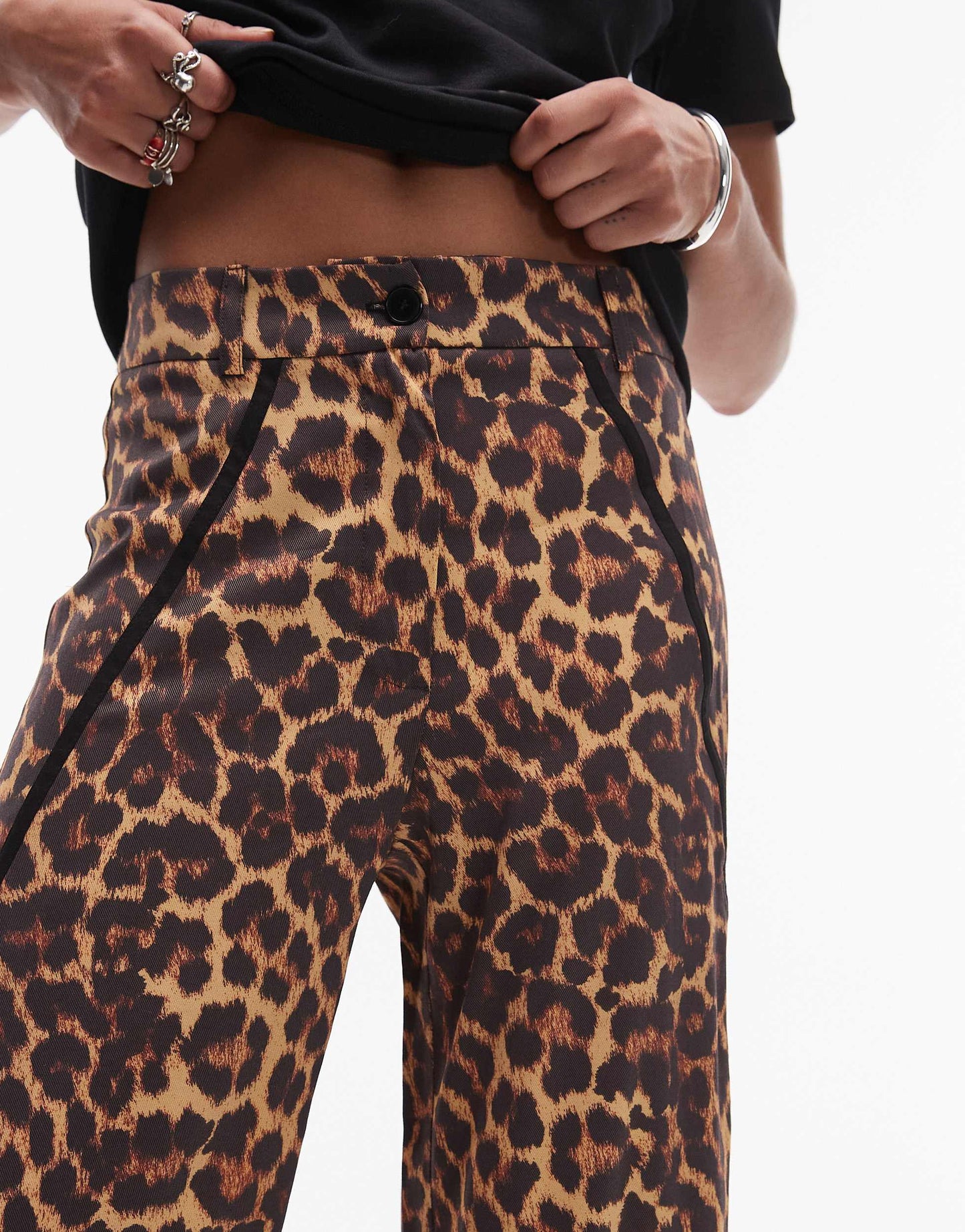 LAAGAM vicky leopard print mid rise tracksuit trousers with bow detail