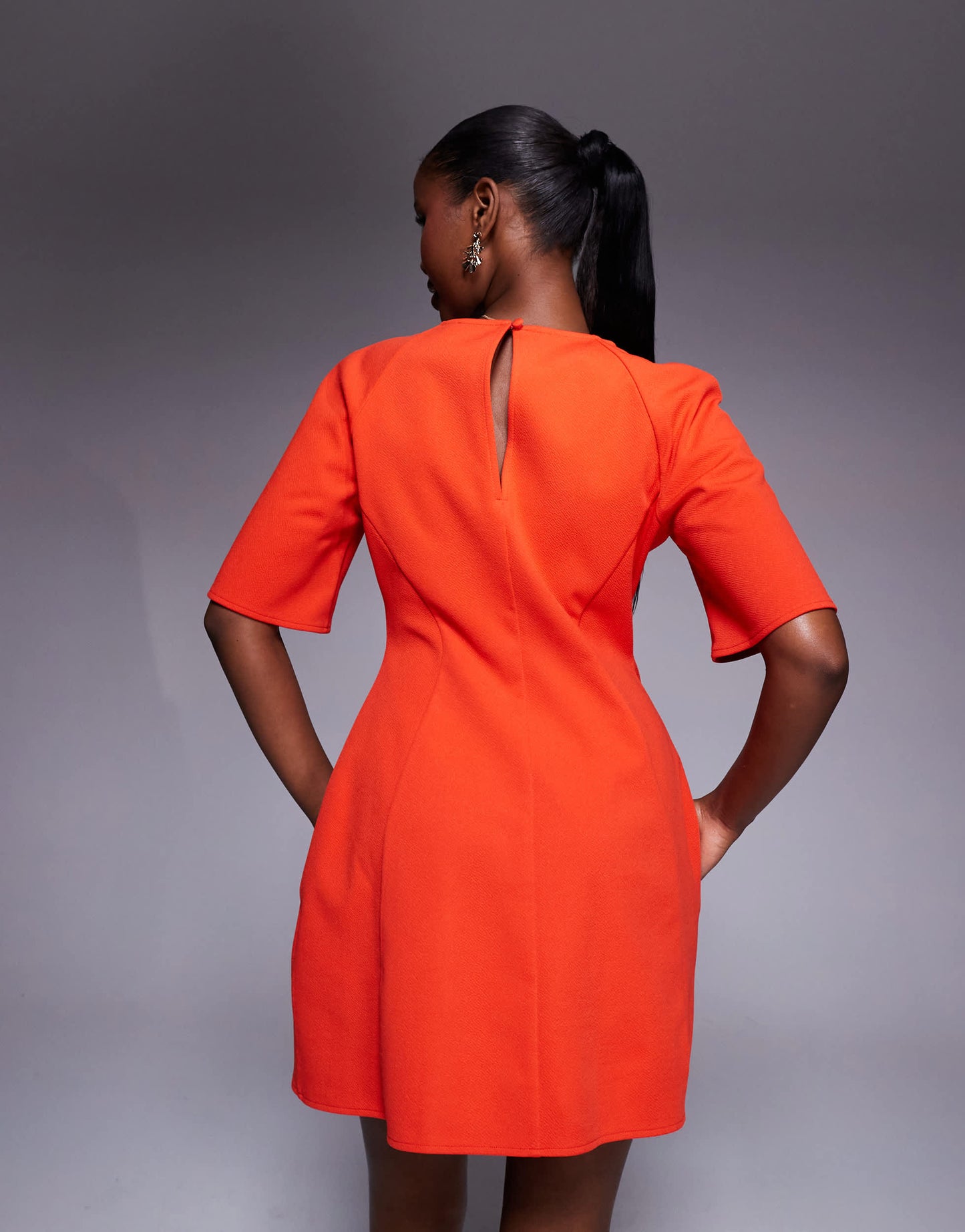 ASOS DESIGN short sleeve seamed dome skirt mini dress in red