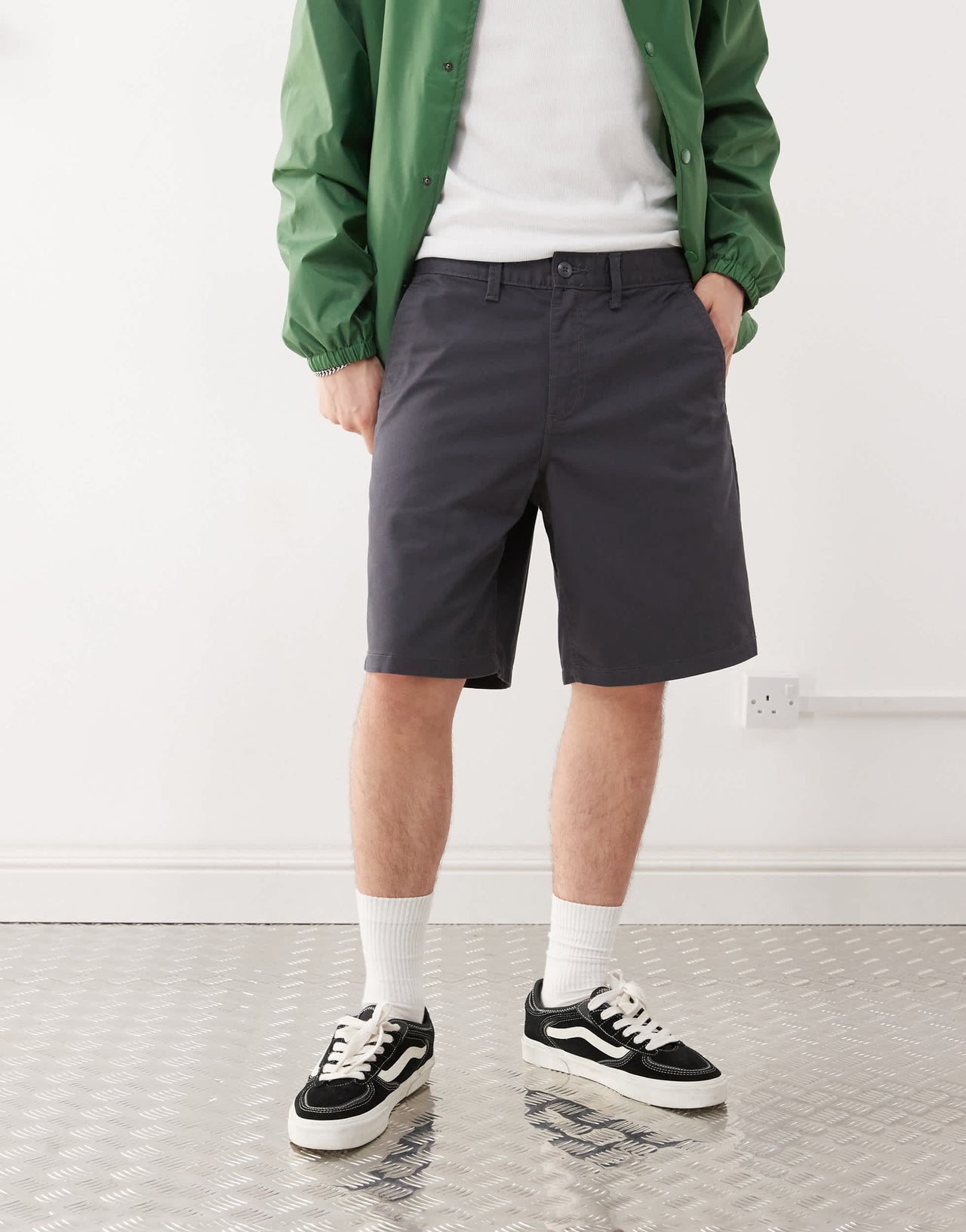 Vans authentic relaxed chino shorts in dark grey