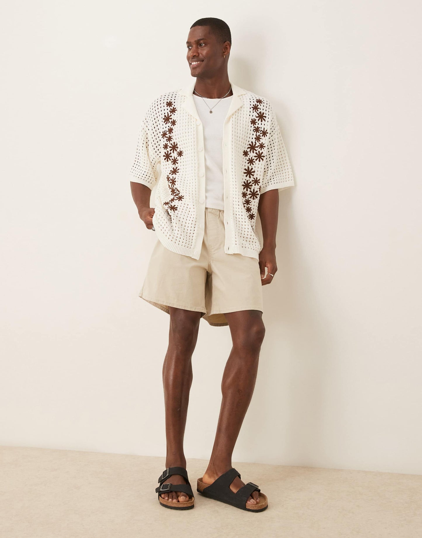 ASOS DESIGN regular length pull on loose short in stone - STONE