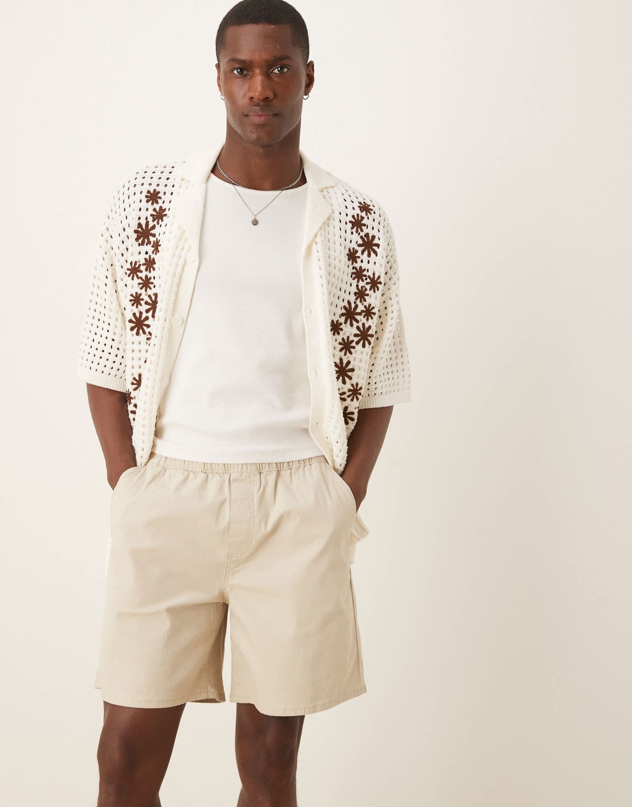 ASOS DESIGN regular length pull on loose short in stone - STONE