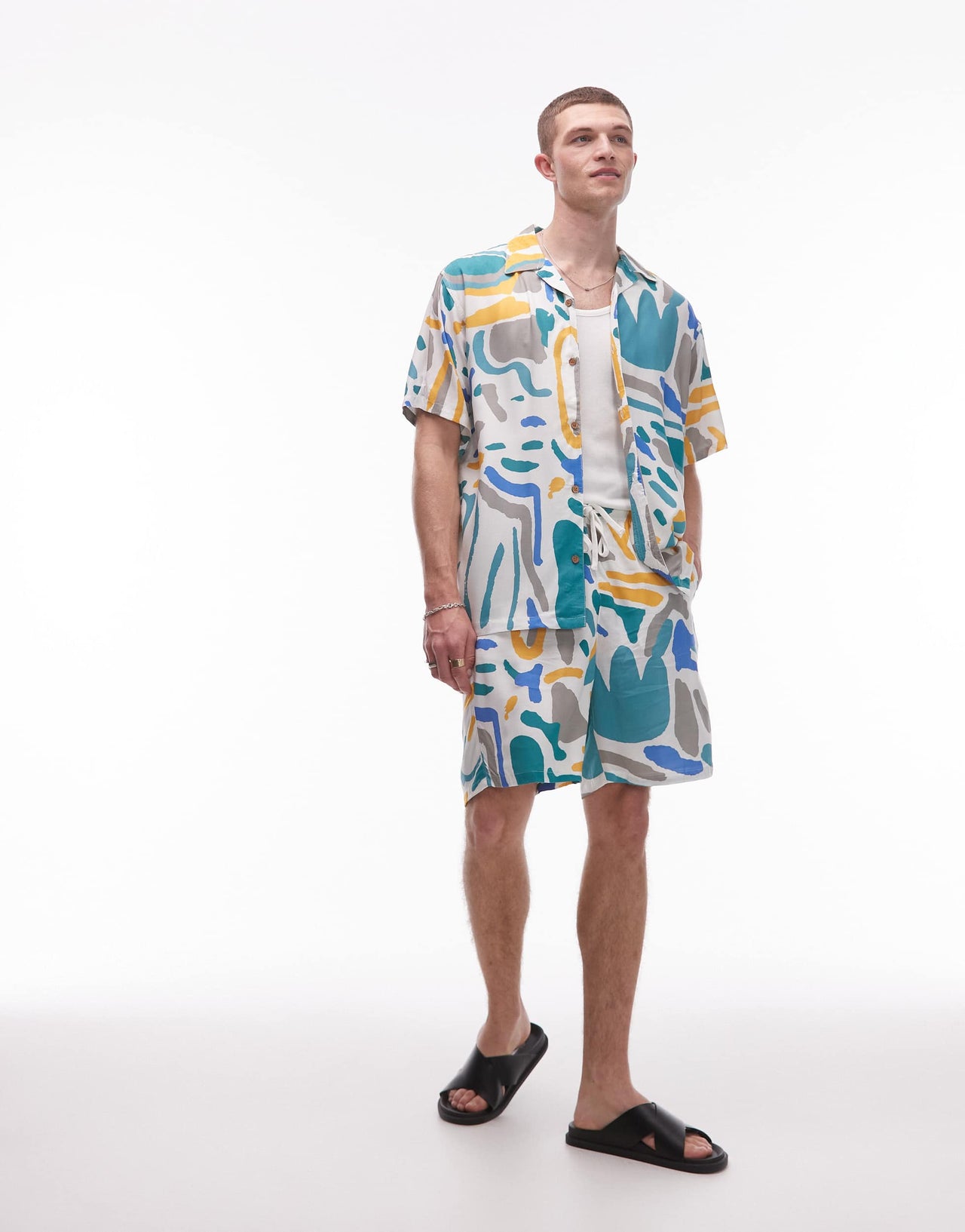 Parlez bay stroke print short co-ord in multi