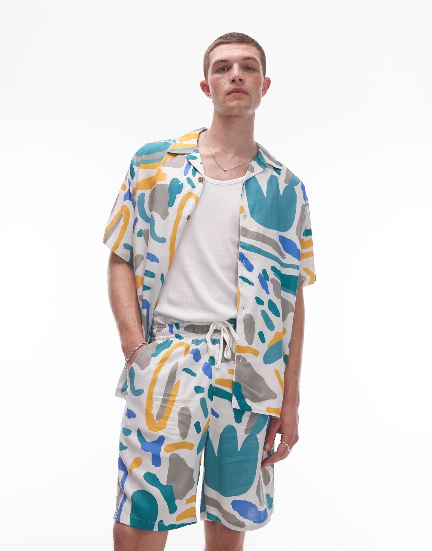 Parlez bay stroke print short co-ord in multi