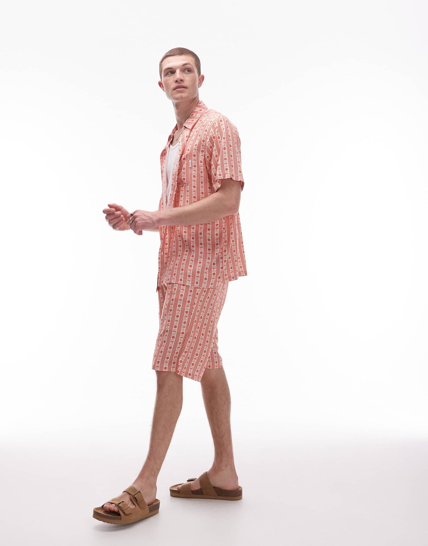 Parlez cruz embroidered relaxed short co-ord in terracotta