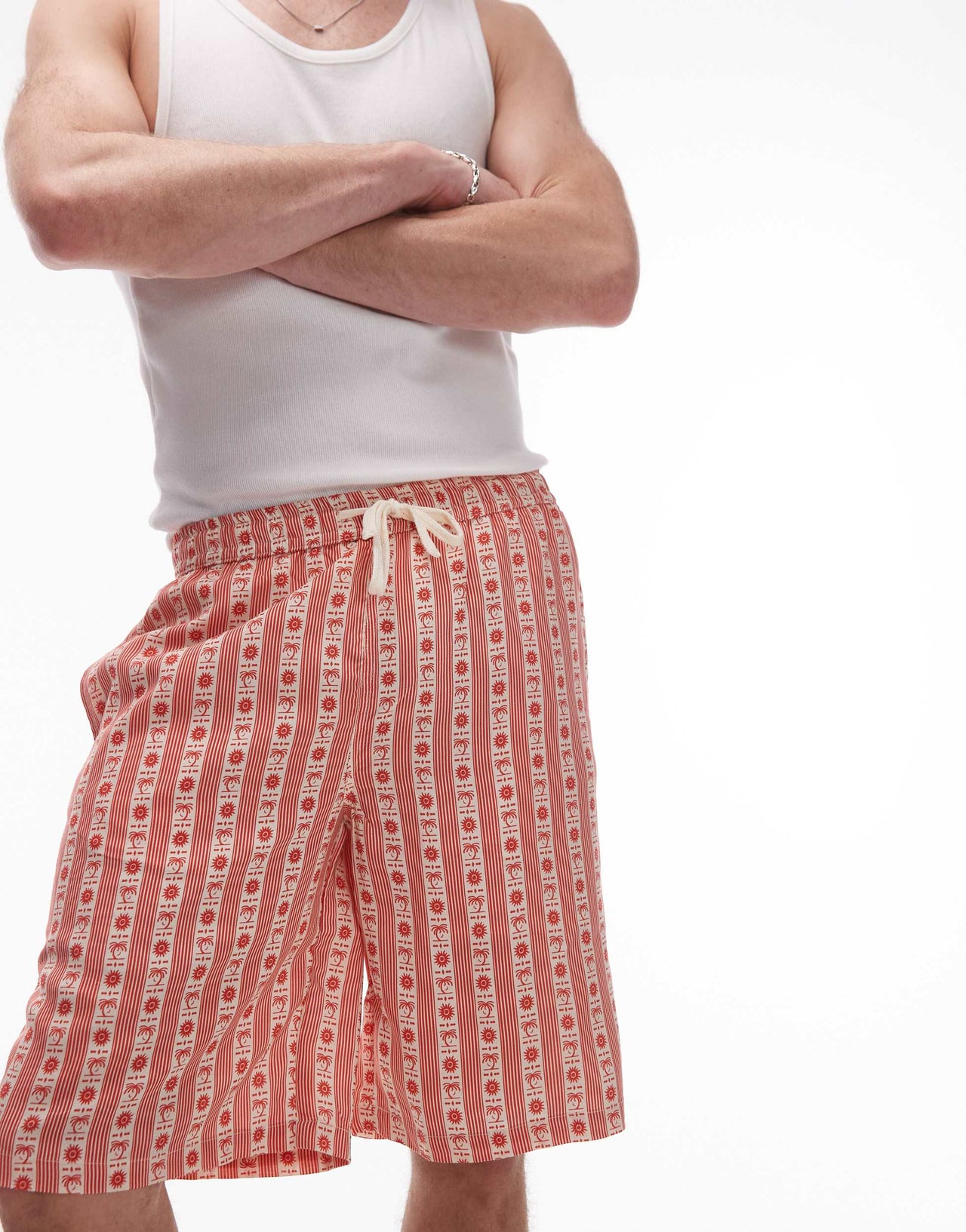Parlez cruz embroidered relaxed short co-ord in terracotta