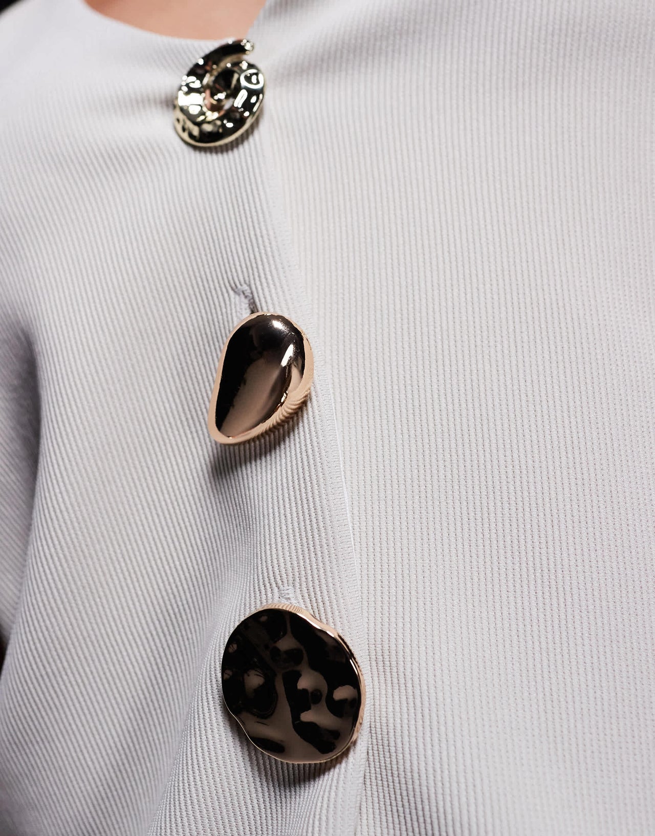 ASOS DESIGN rib halter neck waistcoat with gold button detail in stone
