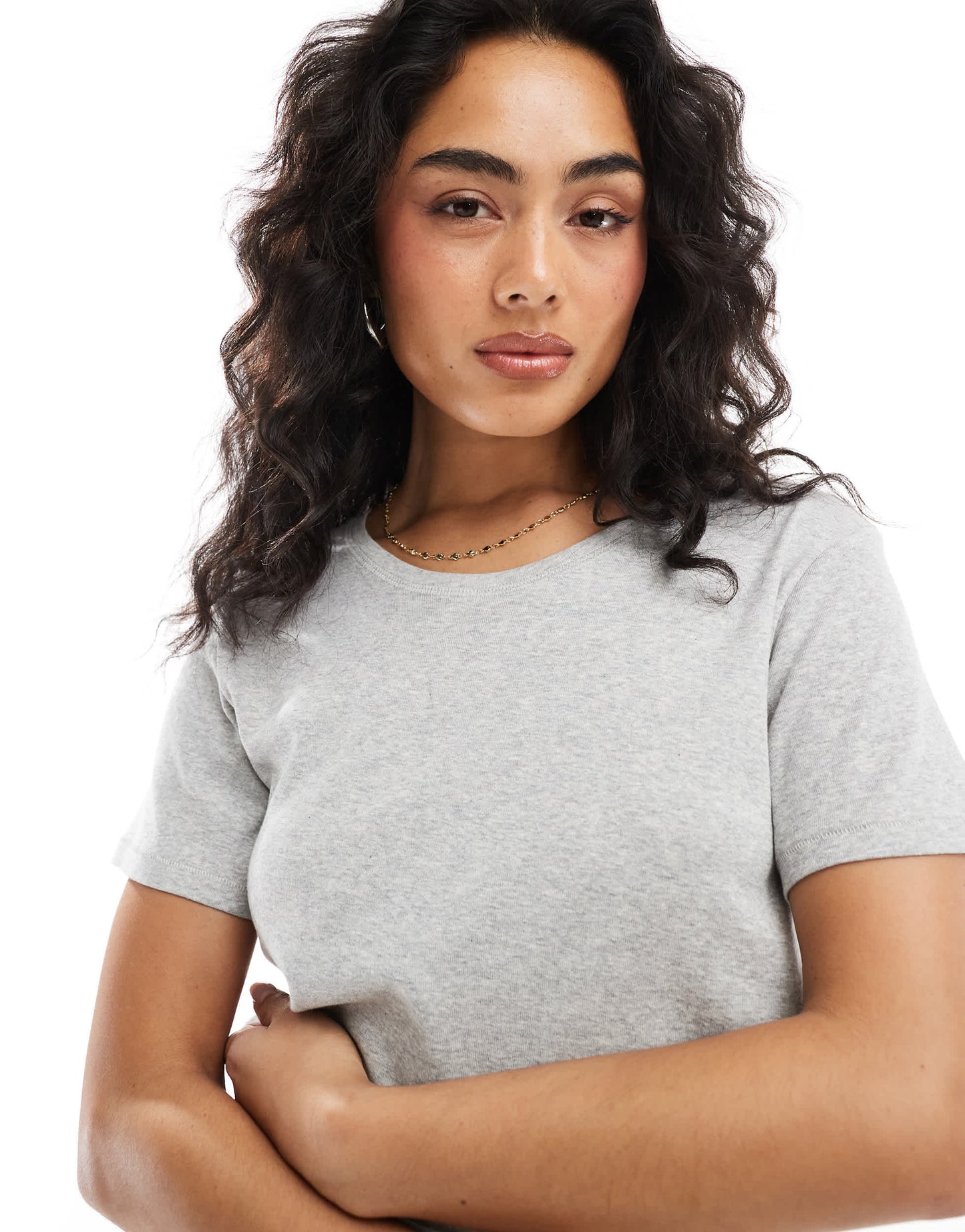 Monki shrunken tee in grey marl