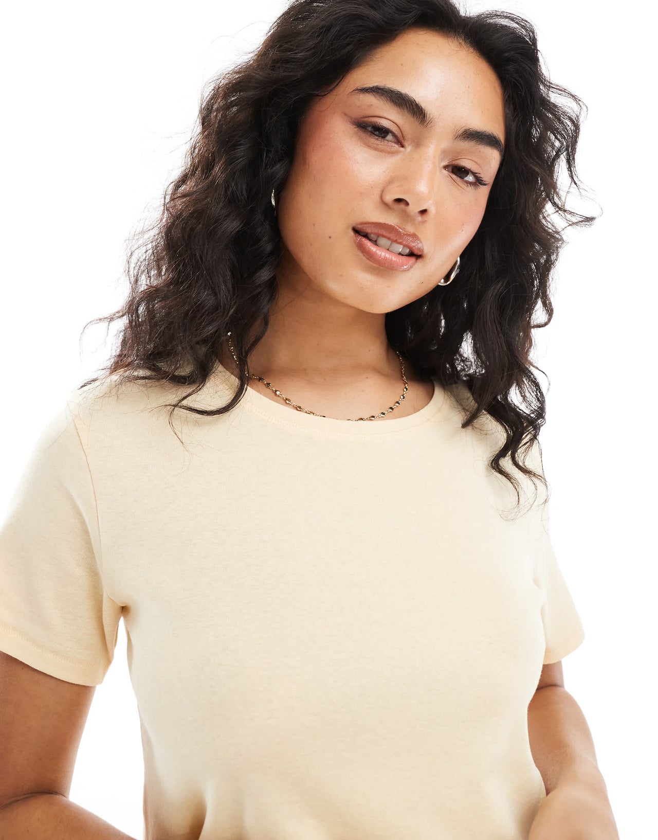 Monki shrunken tee in butter yellow